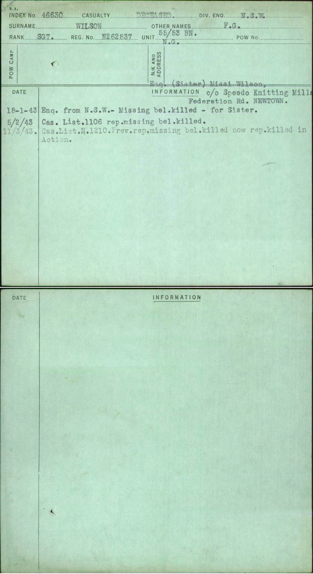 Wilson, F G, N262837