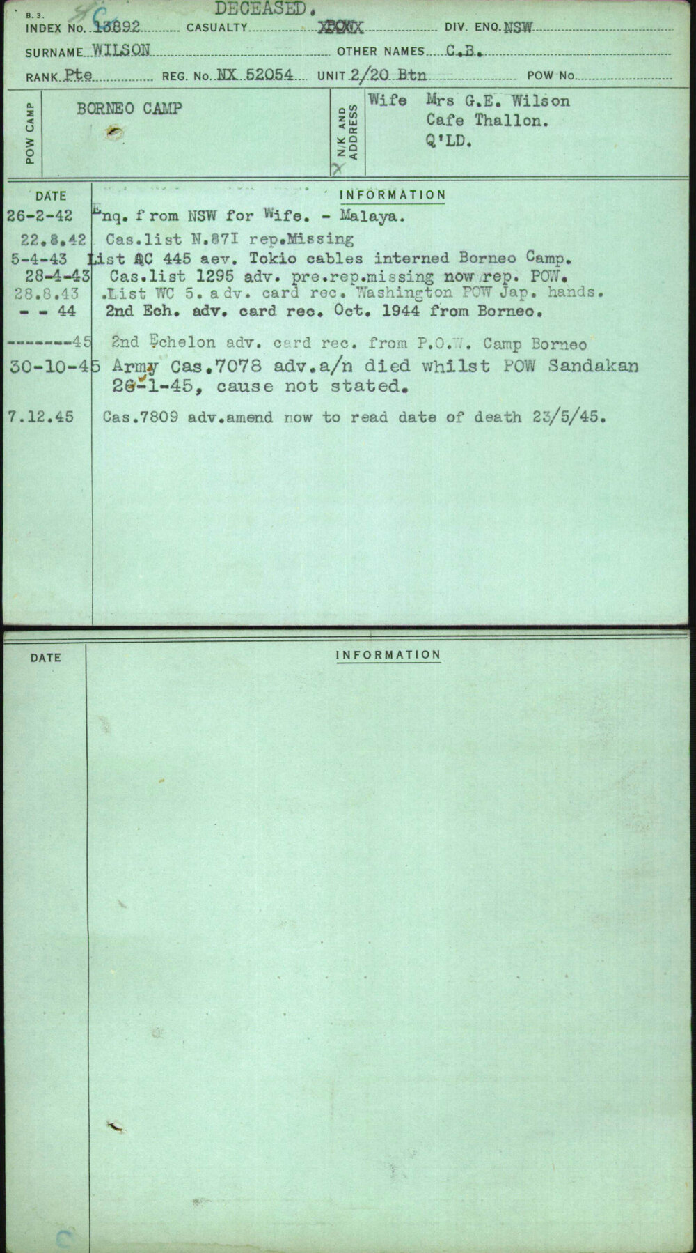 Wilson, C B, NX52054