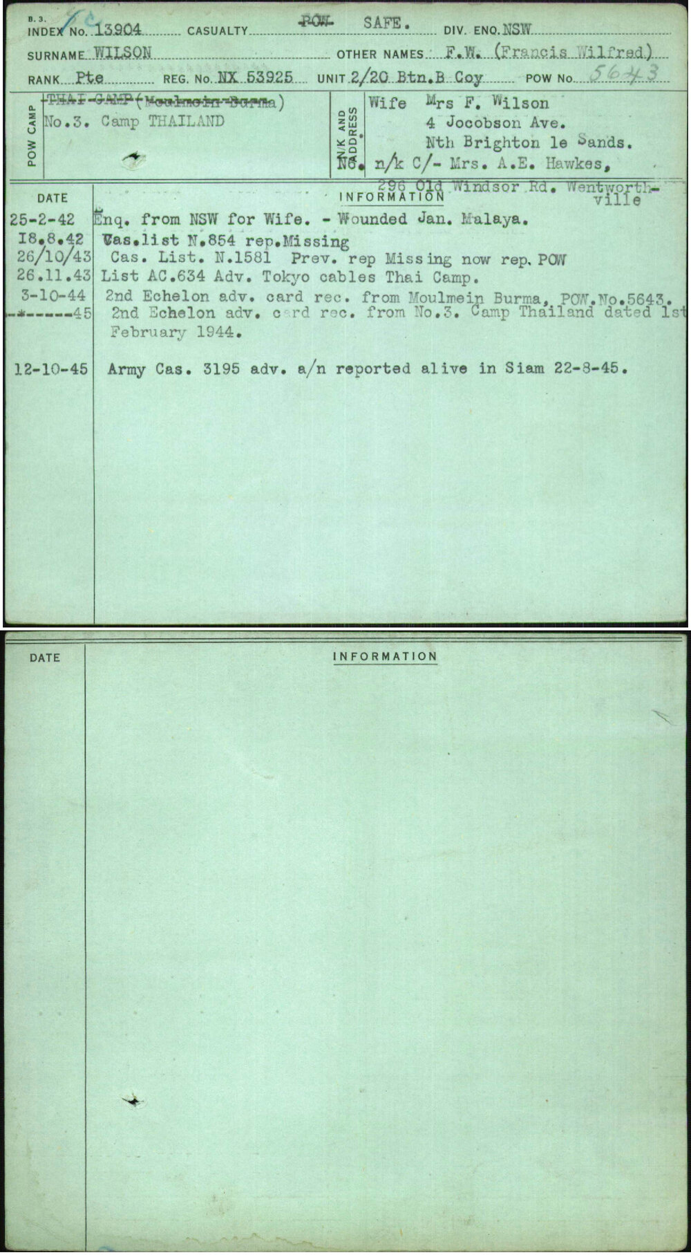 Wilson, F W (Francis Wilfred), NX53925