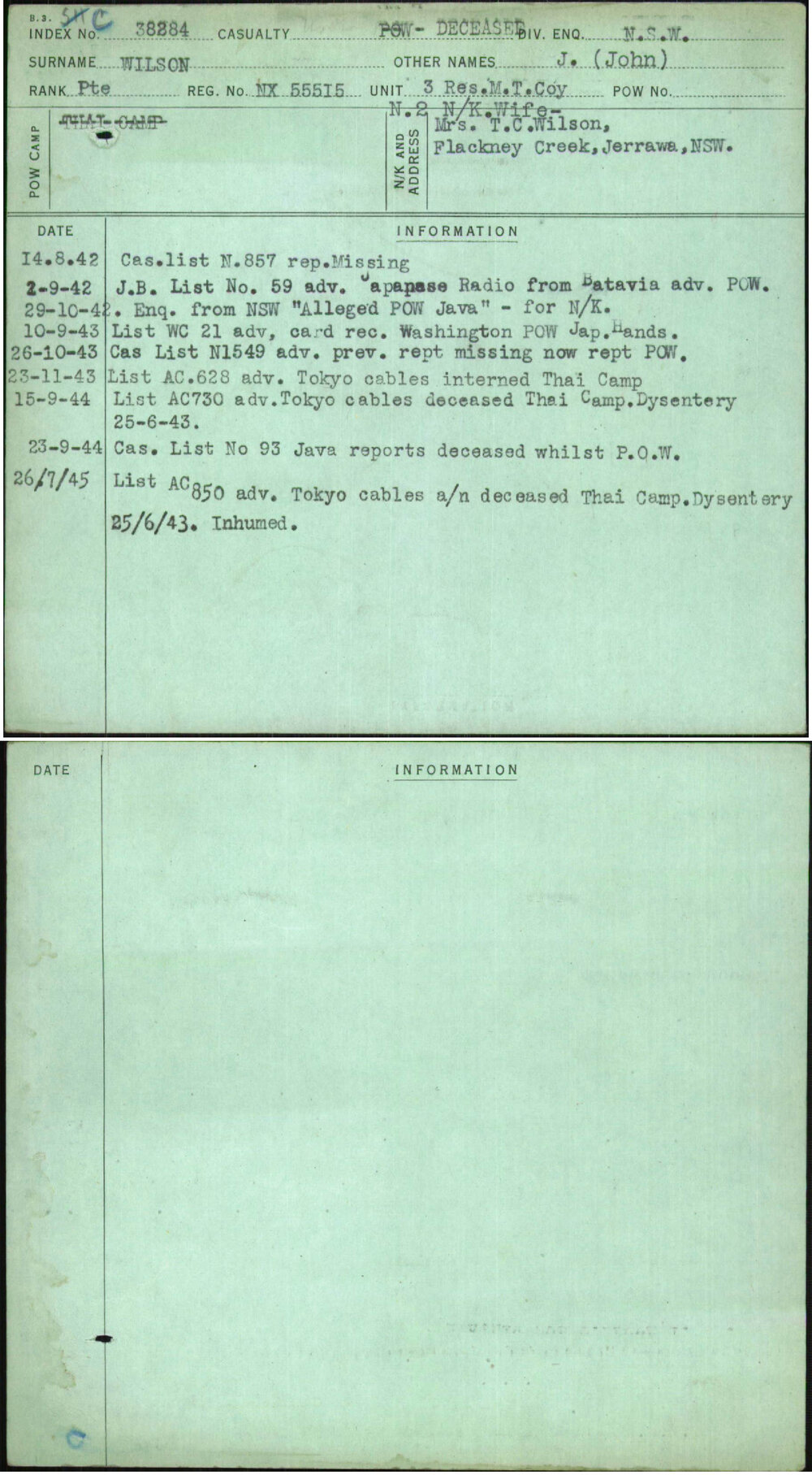 Wilson, J (John), NX55515
