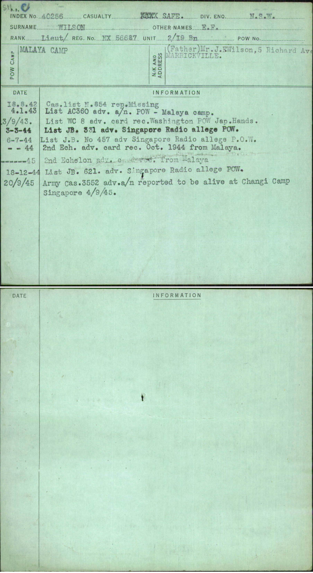 Wilson, E F, NX56687