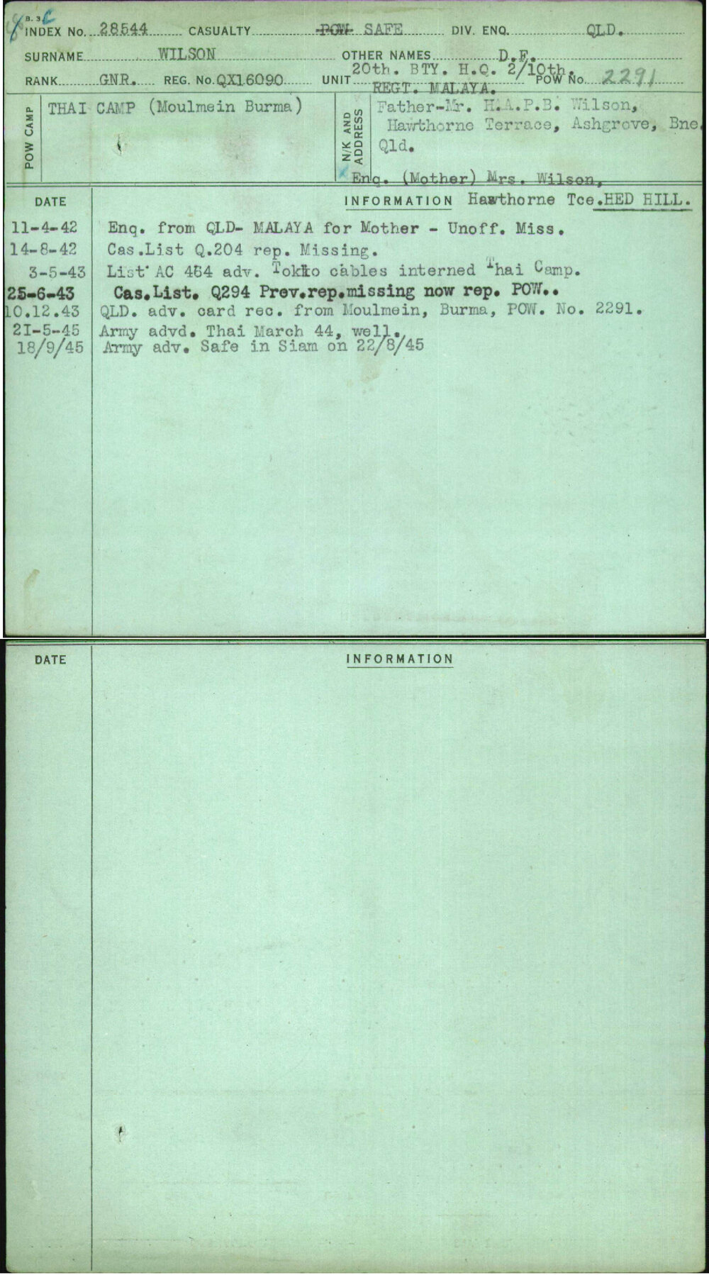 Wilson, D F, QX16090