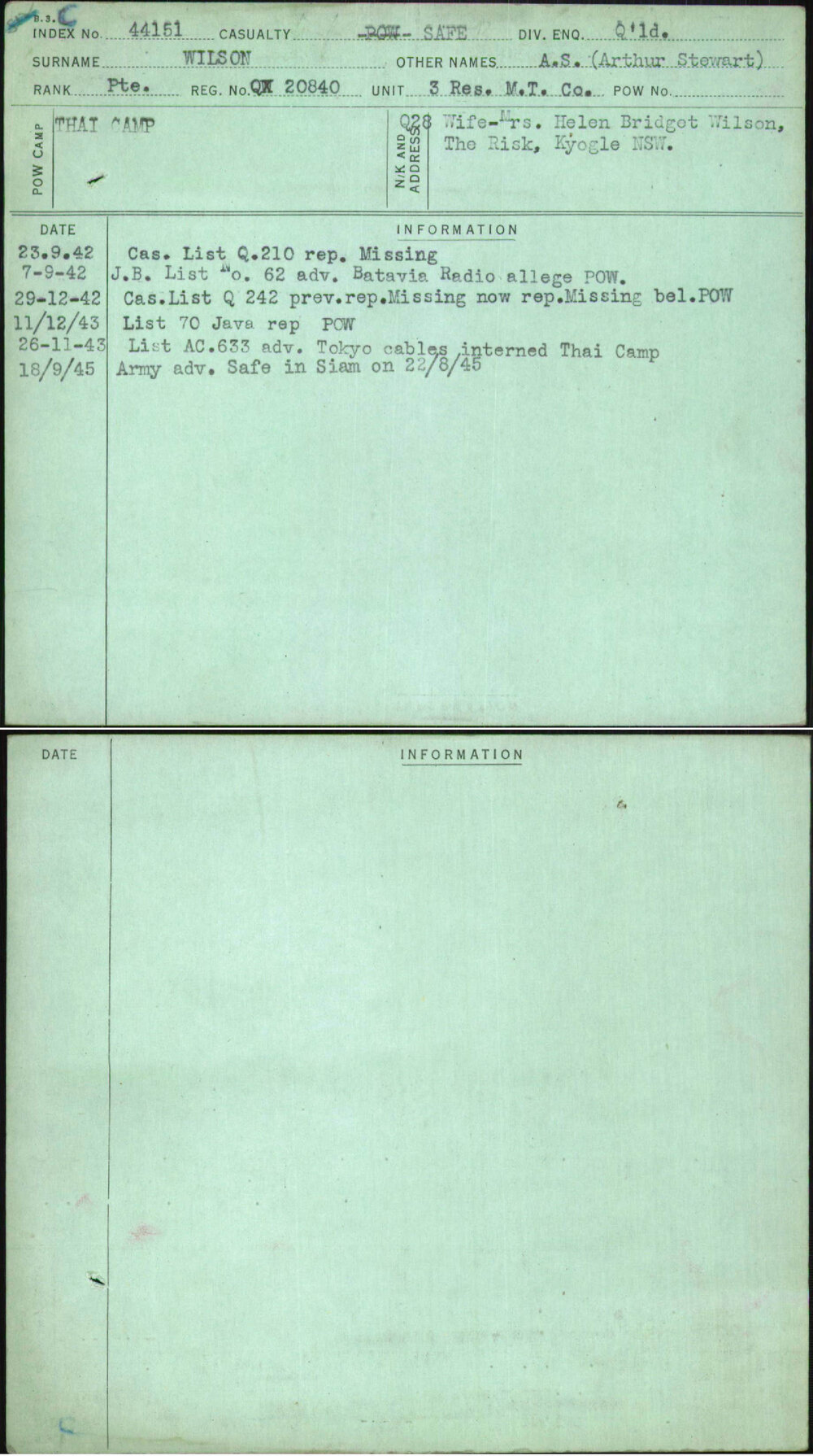 Wilson, A S (Arthur Stewart), QX20840