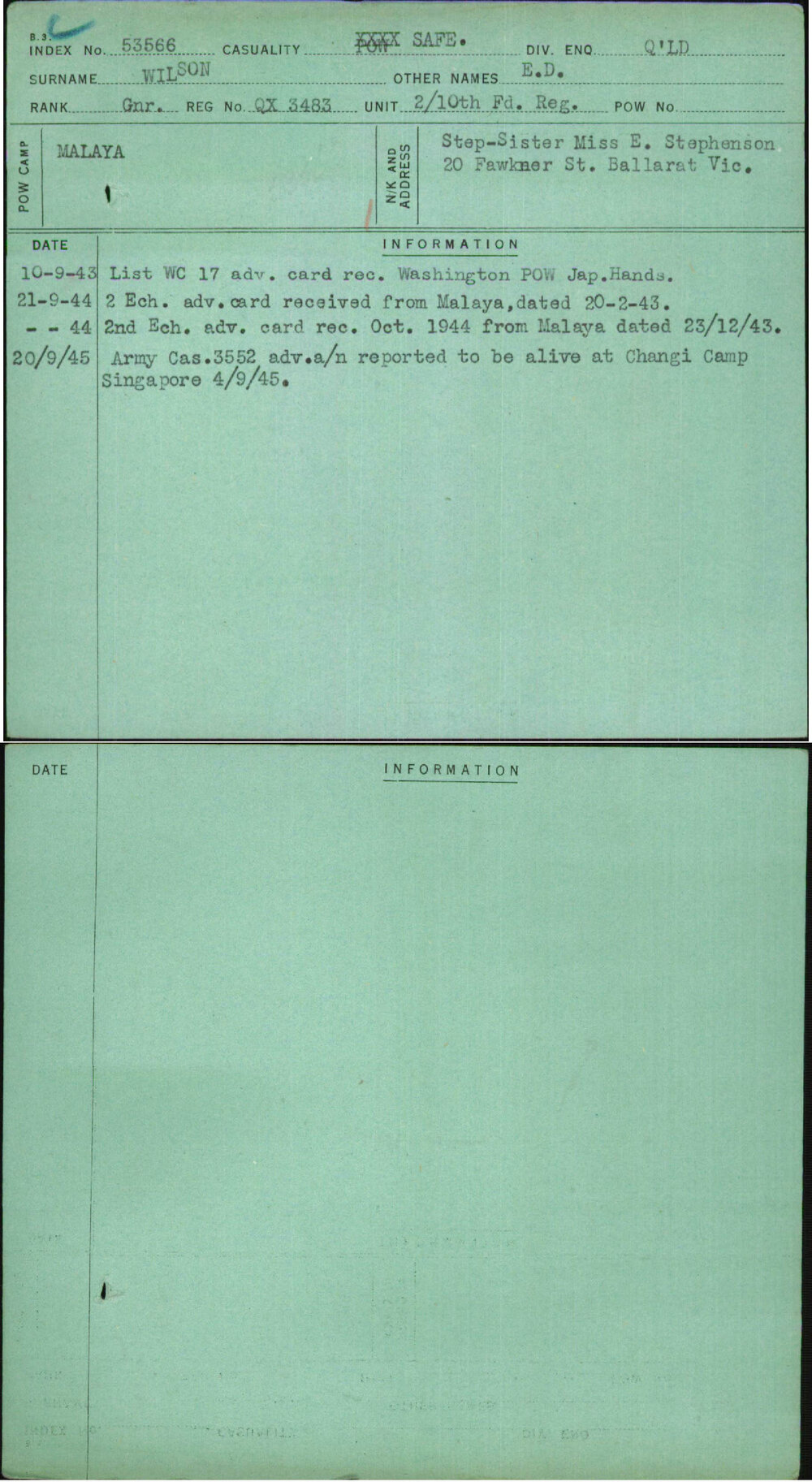 Wilson, E D, QX3483
