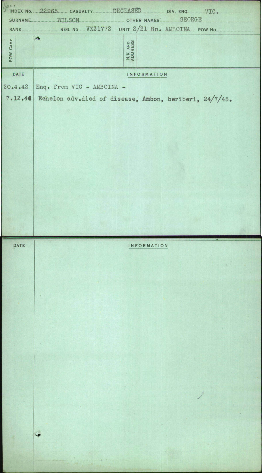 Wilson, George, VX31772