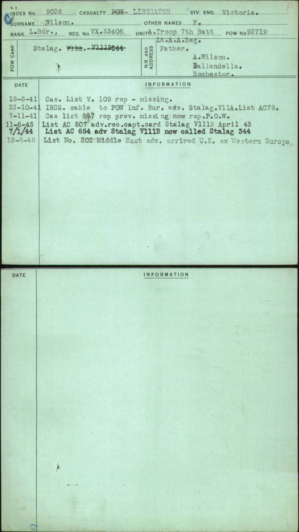 Wilson, F, VX33406