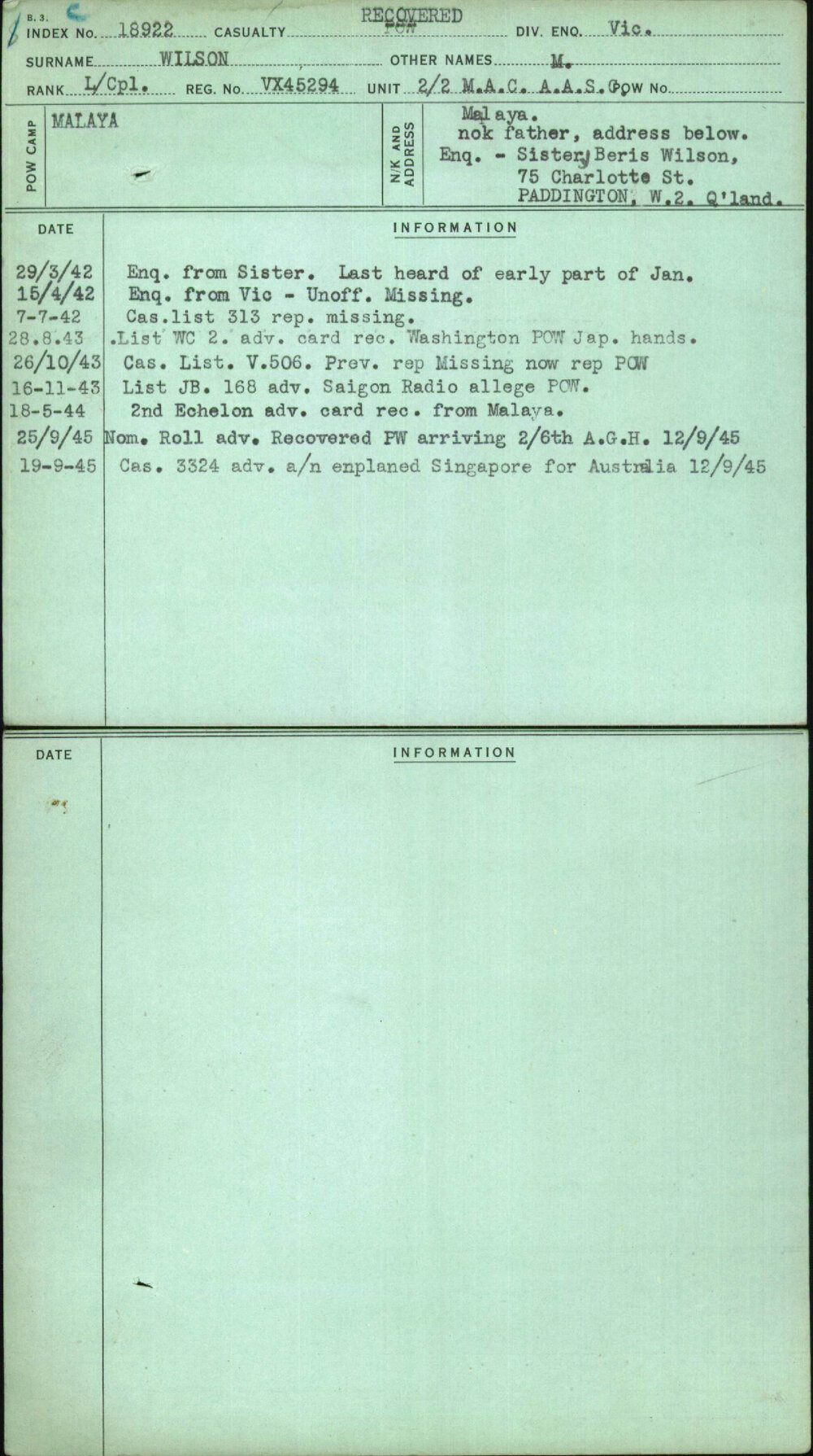 Wilson, M, VX45294