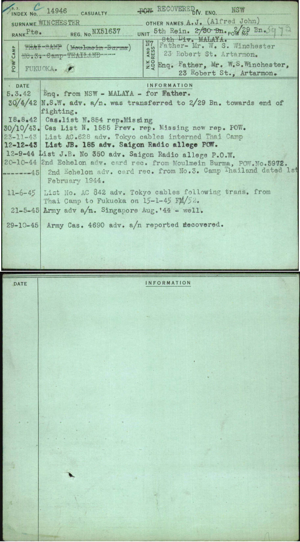 Winchester, A J (Alfred John), NX51637
