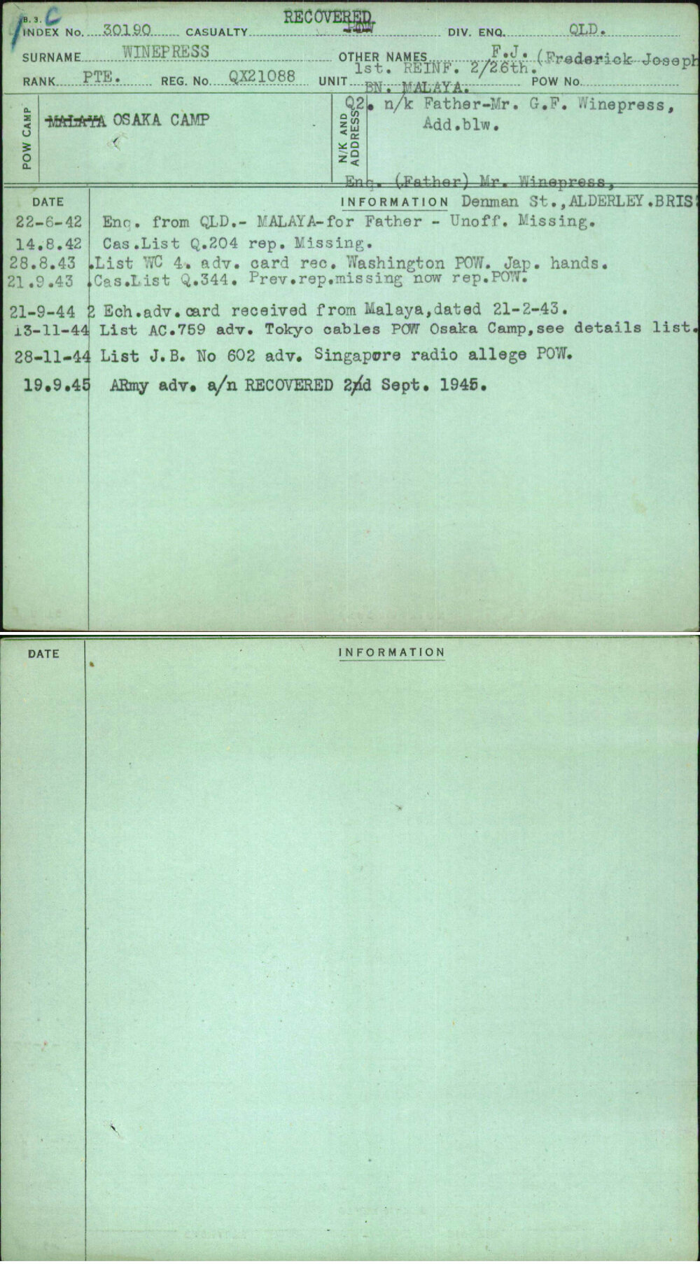 Winepress, F J (Frederick Joseph), QX21088