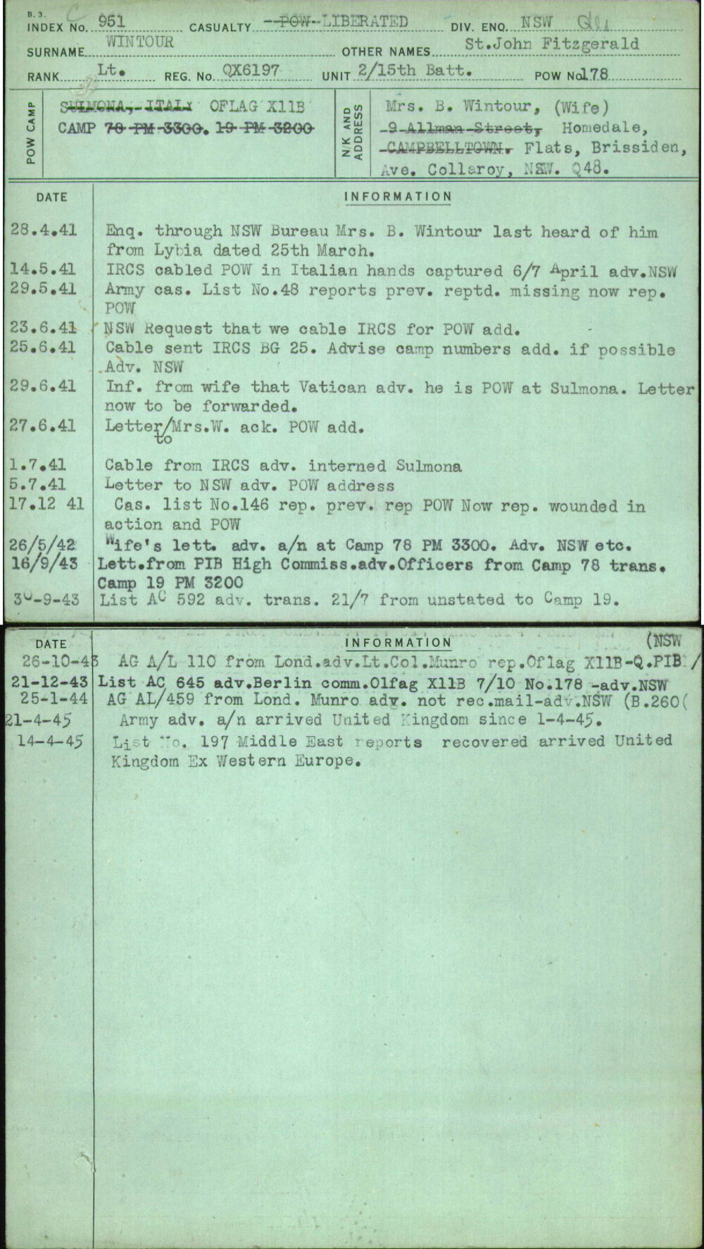 Wintour, St John Fitzgerald, QX6197