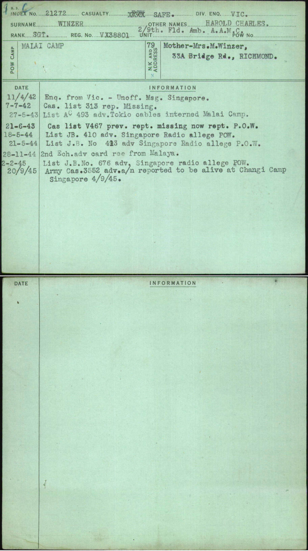 Winzer, Harold Charles, VX38801