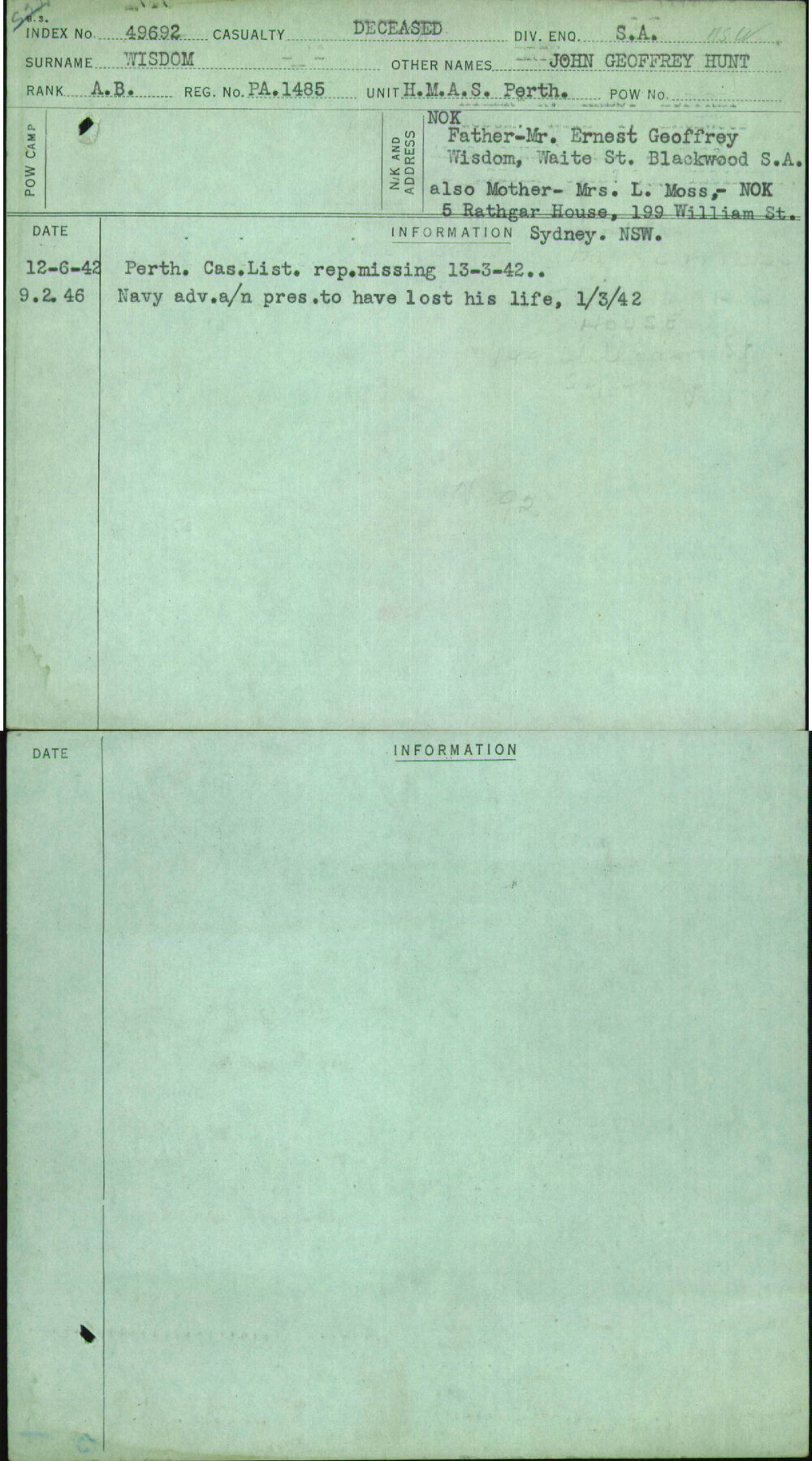 Wisdom, John Geoffrey Hunt, Pa1485