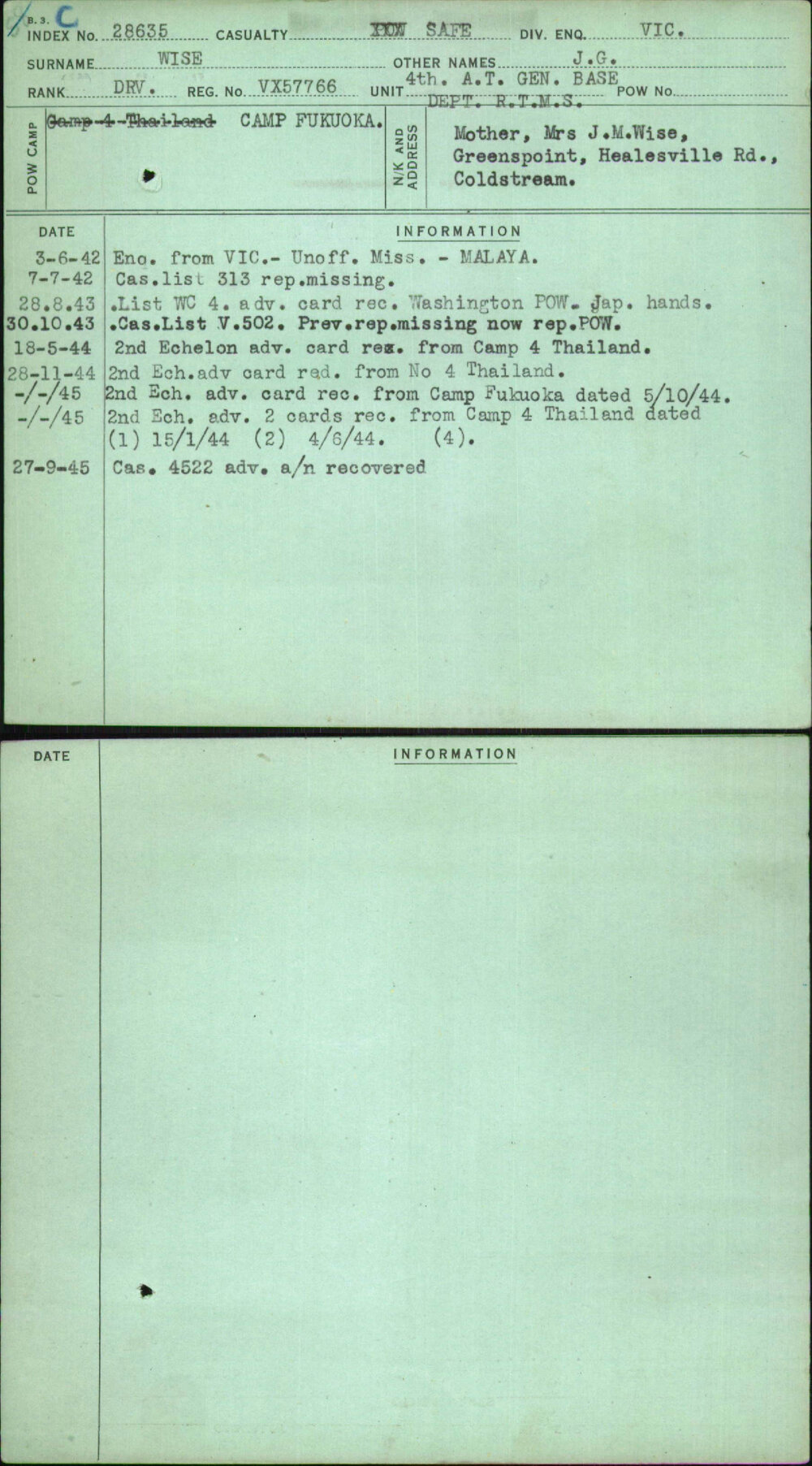 Wise, J G, VX57766
