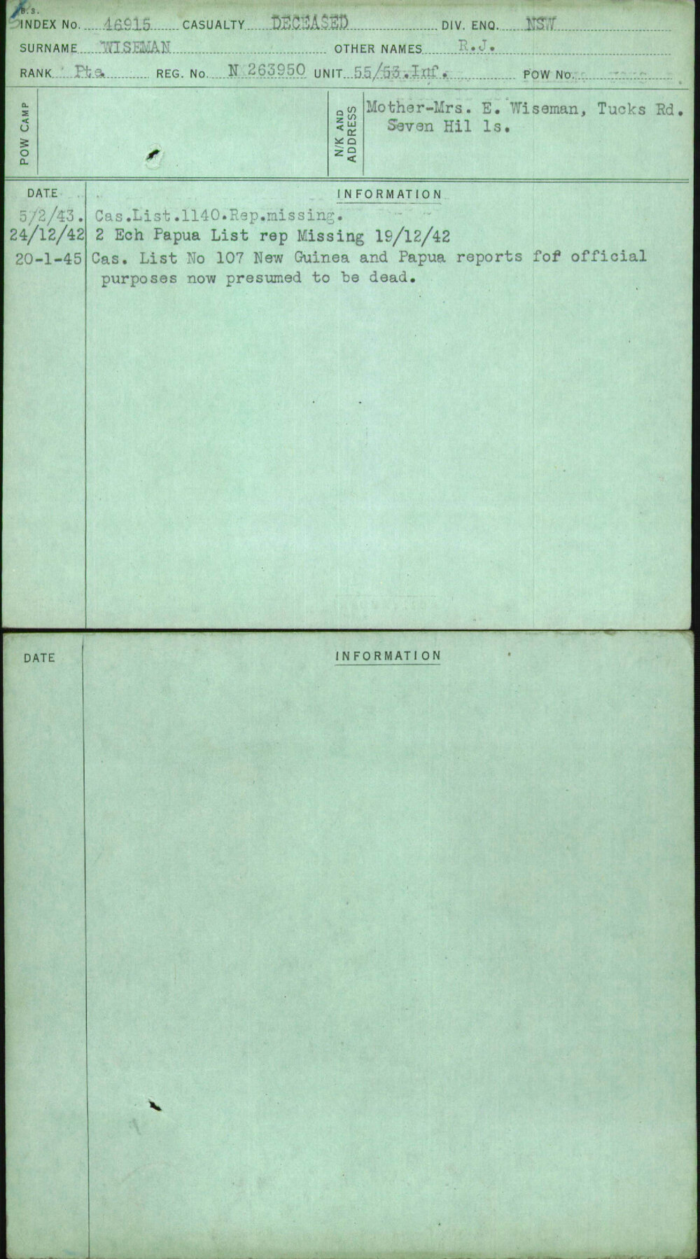 Wiseman, R J, N263950