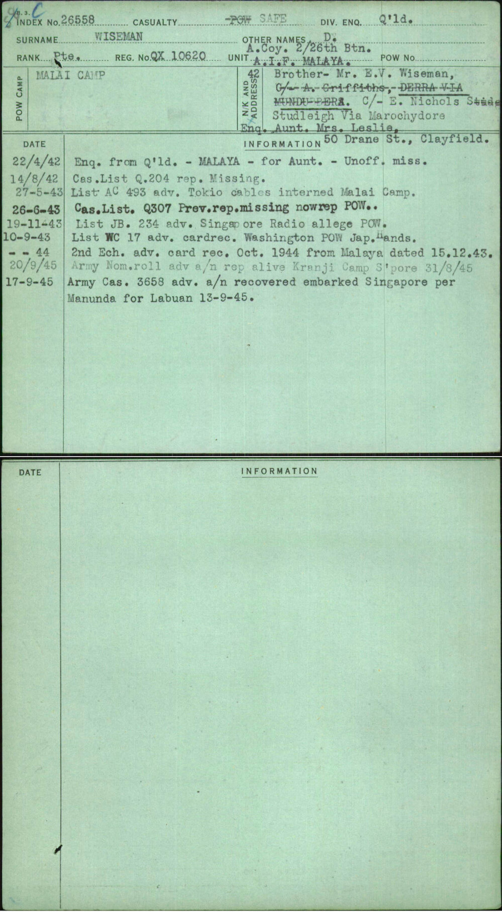 Wiseman, D, QX10620