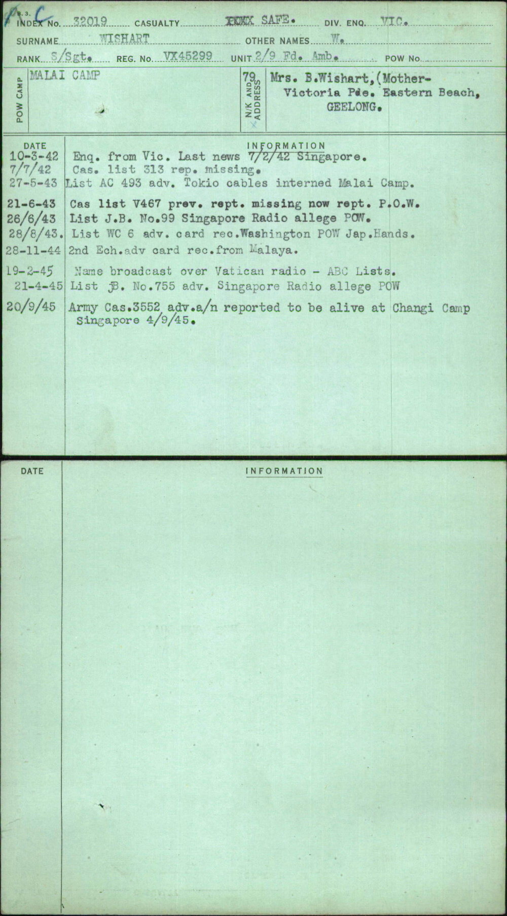 Wishart, W, VX45299