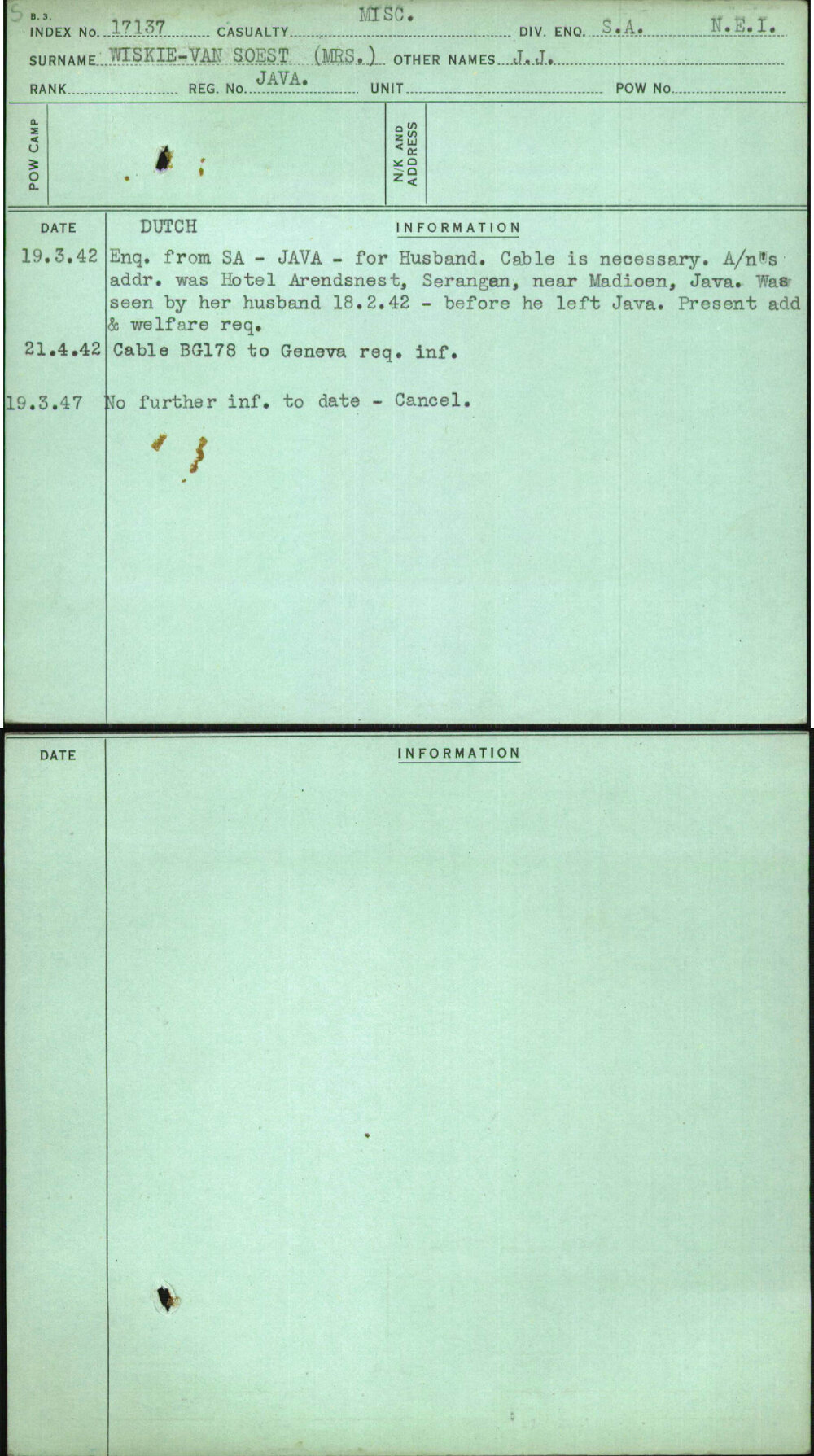 Wiskie-Van Soest (Mrs), J J, Java