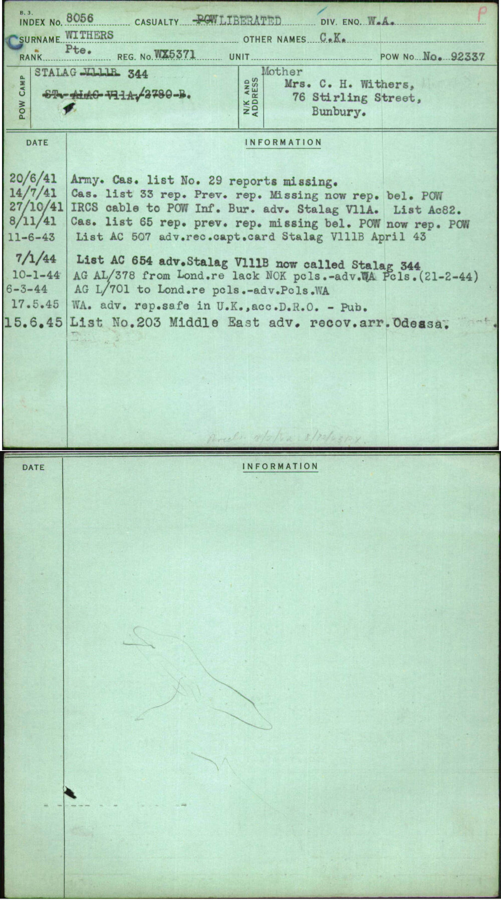 Withers, C K, WX5371