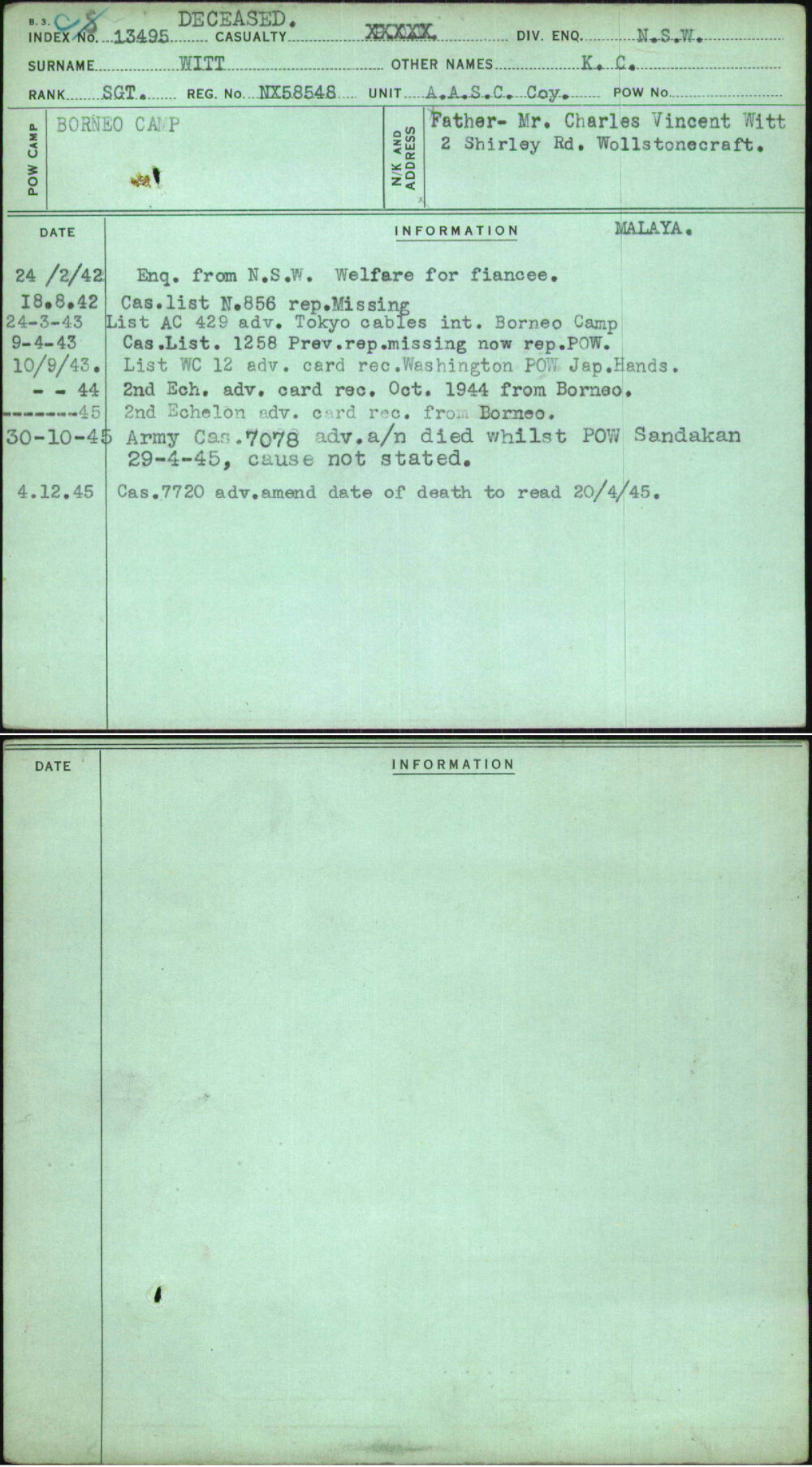 Witt, K C, NX58548