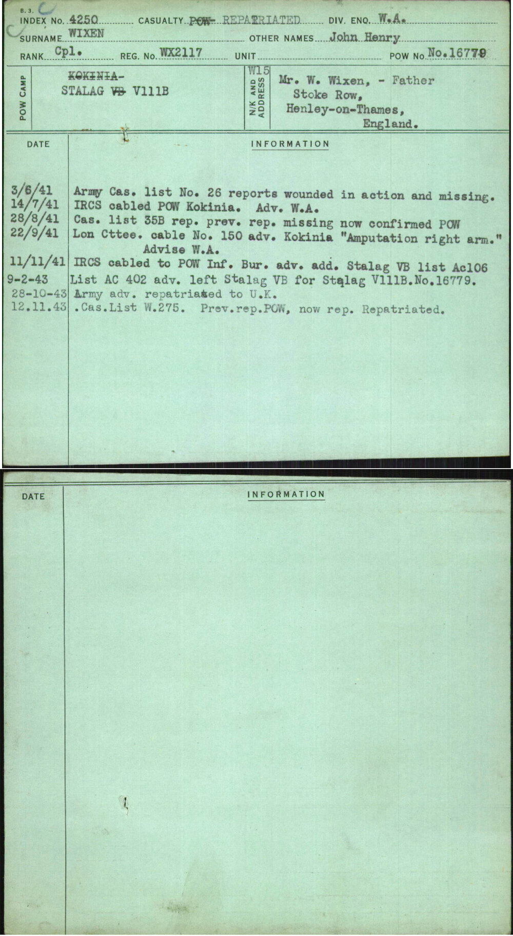 Wixen, John Henry, WX2117