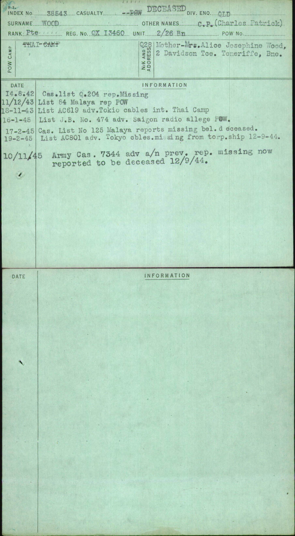 Wood, C P (Charles Patrick), QX13460