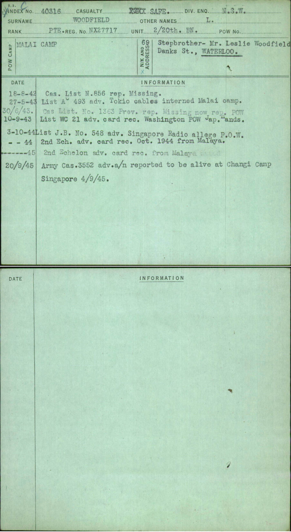 Woodfield, L, NX27717