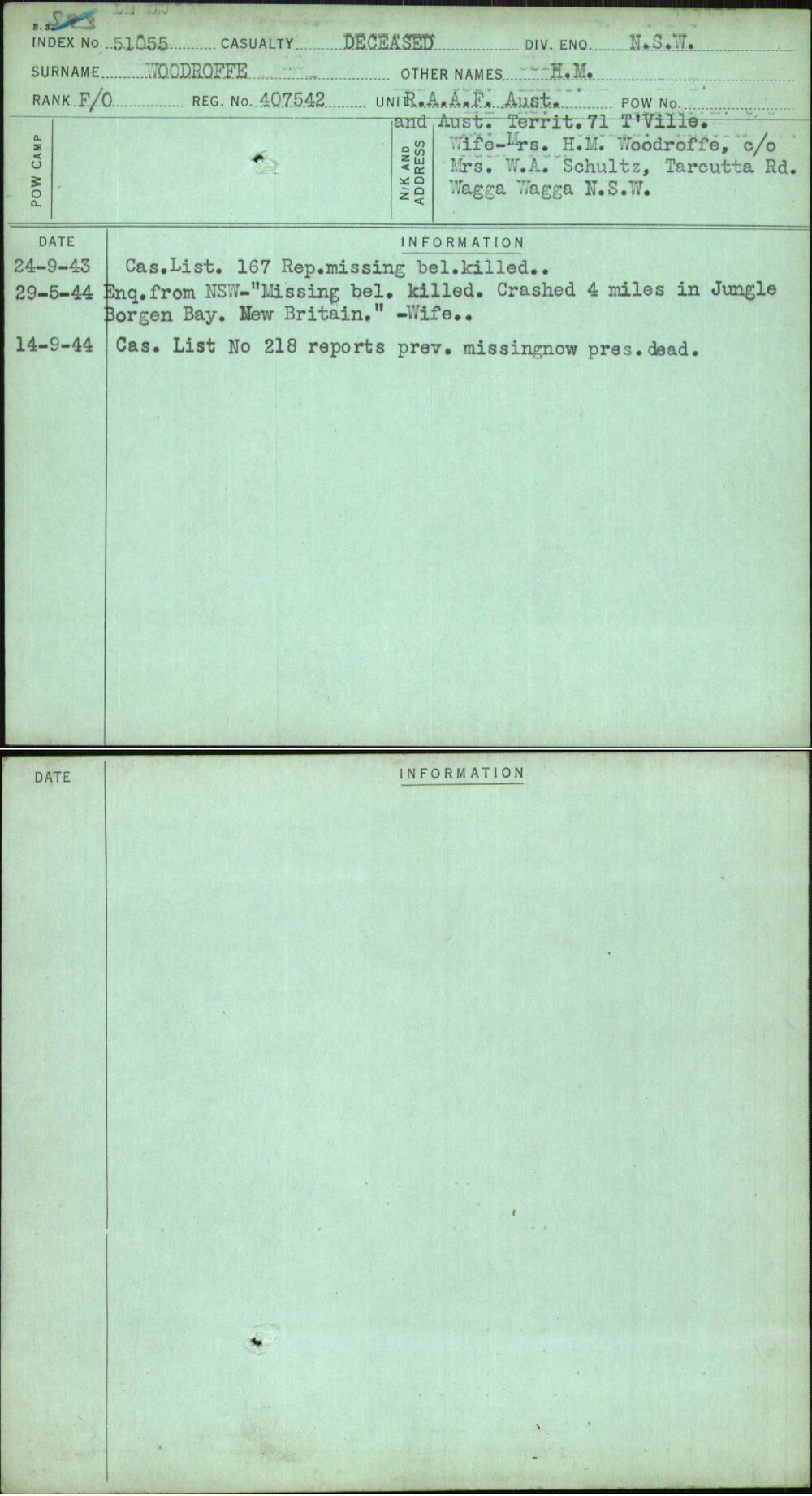 Woodroffe, H M, 407542