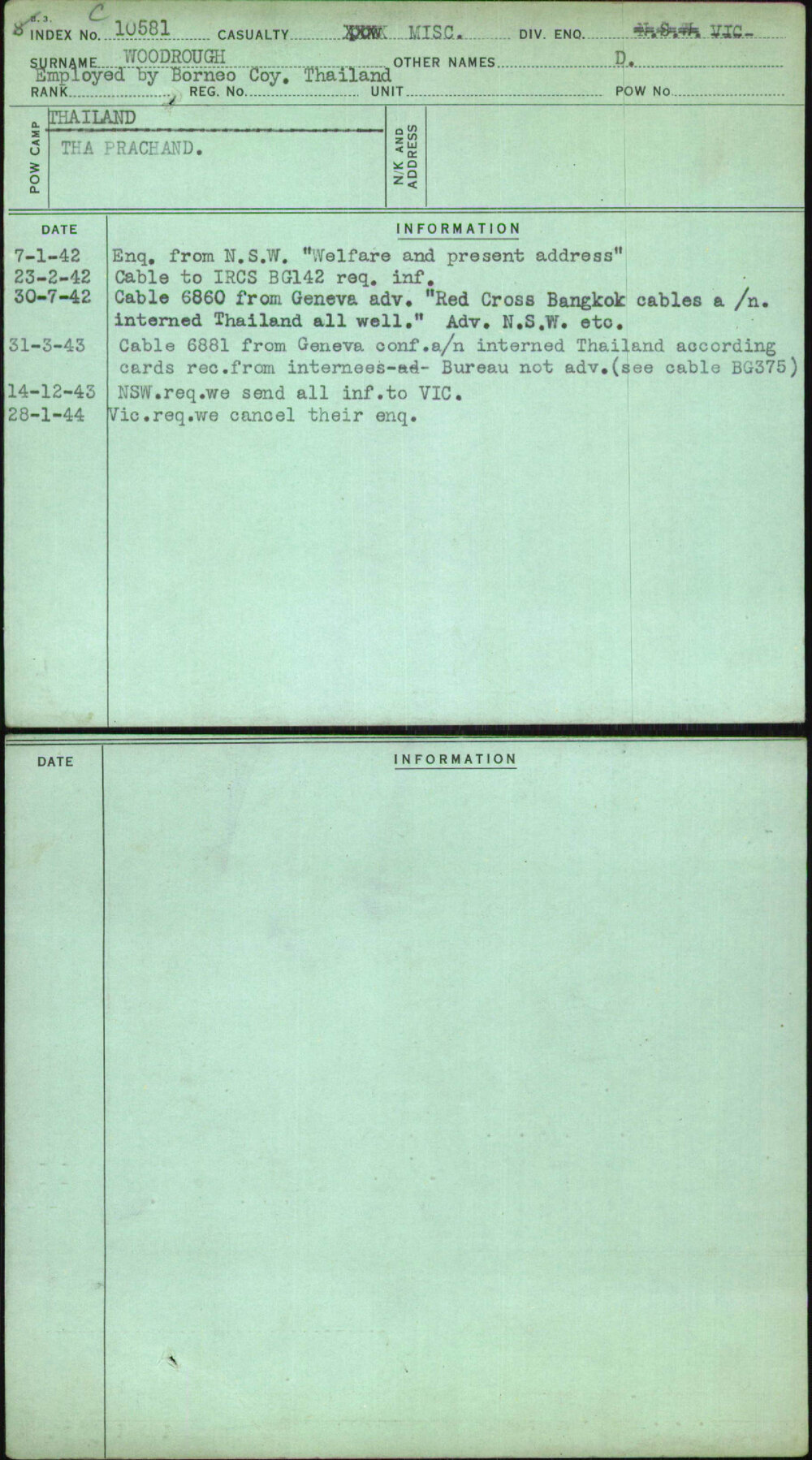 Woodrough, D, [No Service Number]