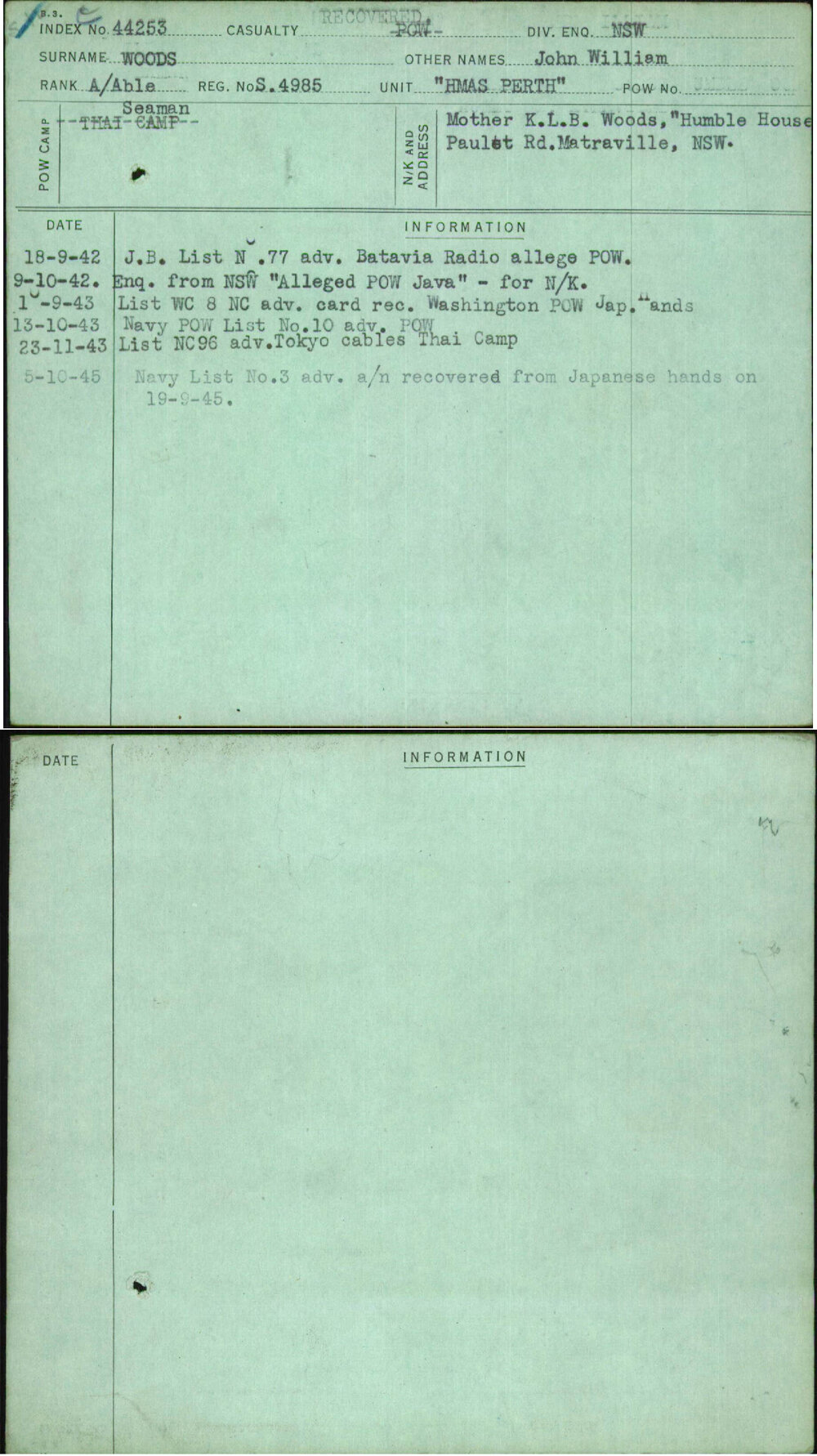 Woods, John William, S4985