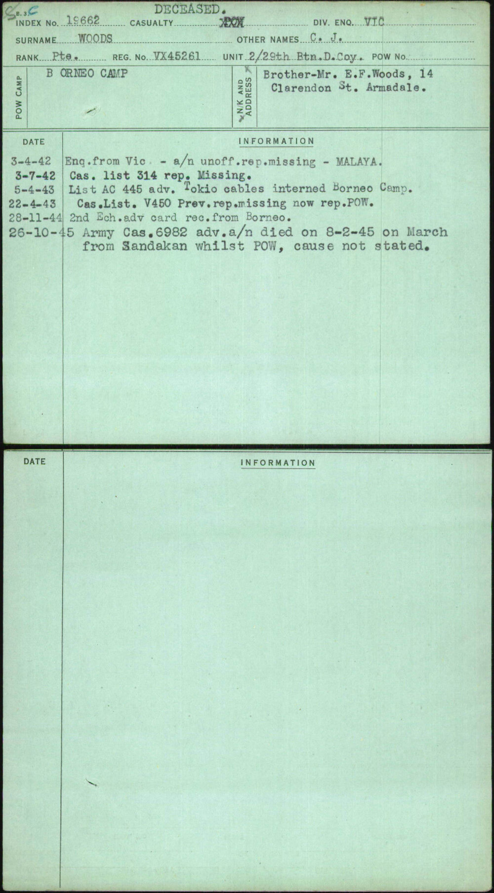 Woods, C J, VX45261