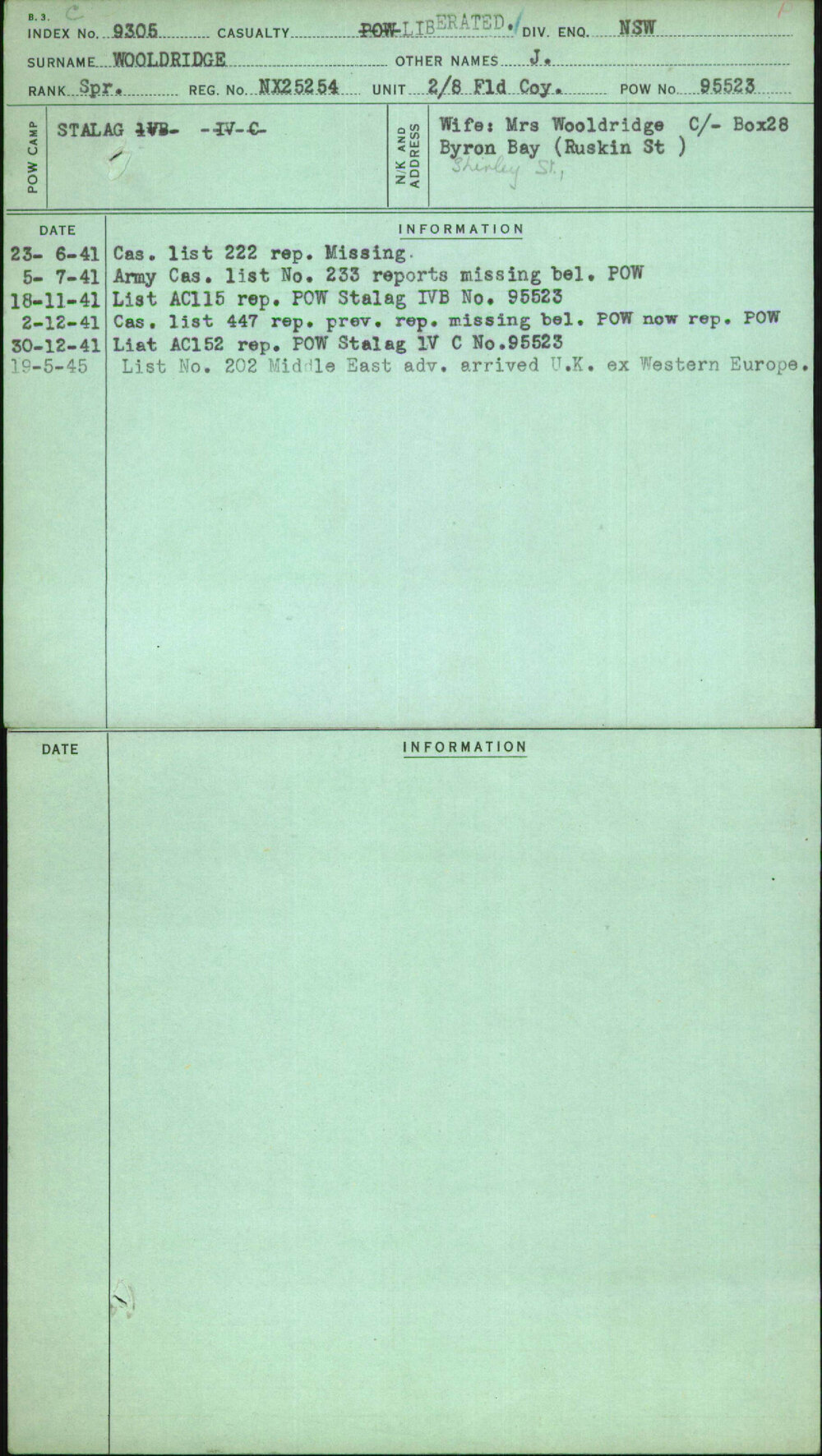 Wooldridge, J, NX25254