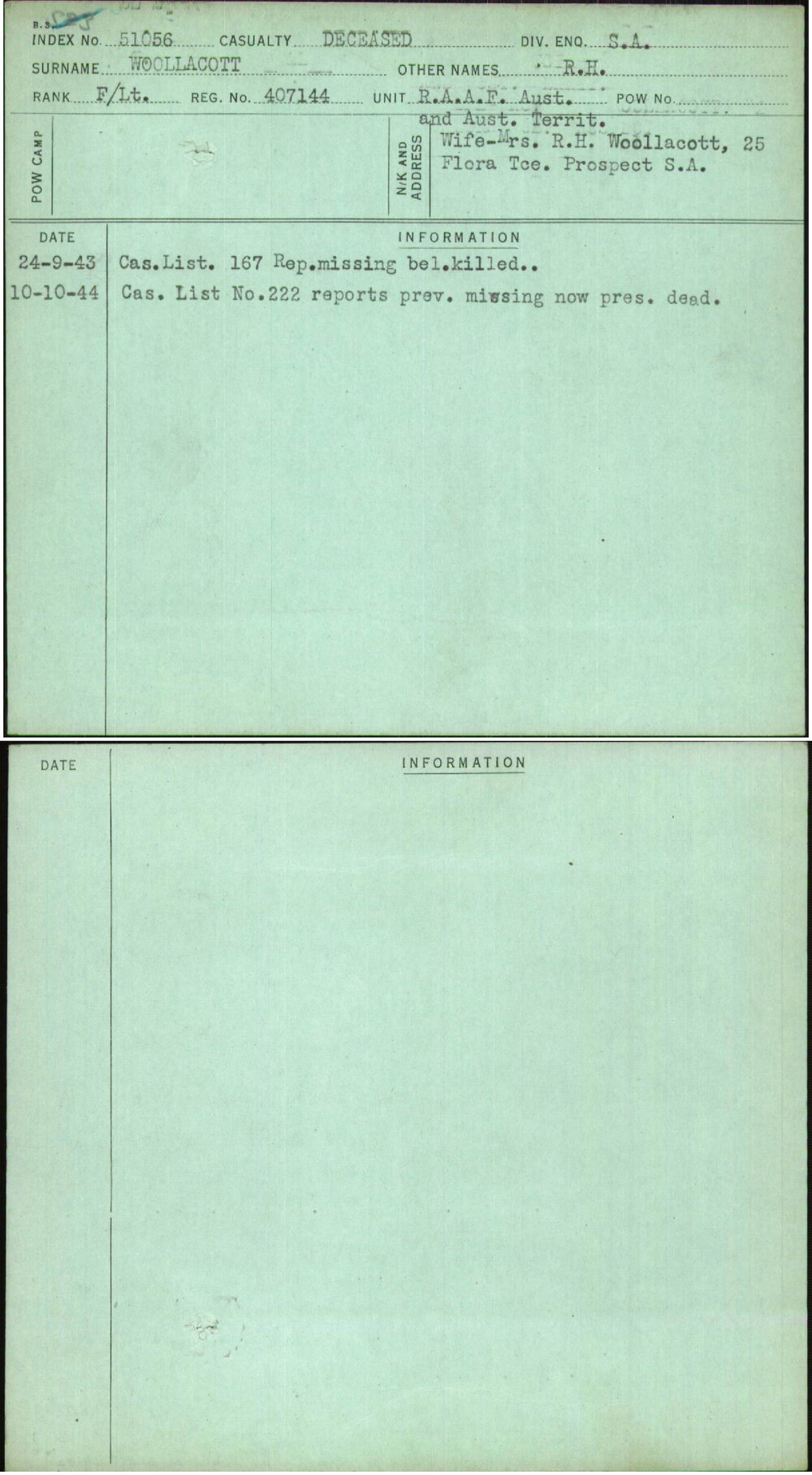 Woollacott, R H, 407144