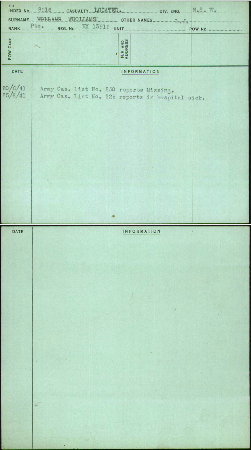 Woollams, L J, NX13919