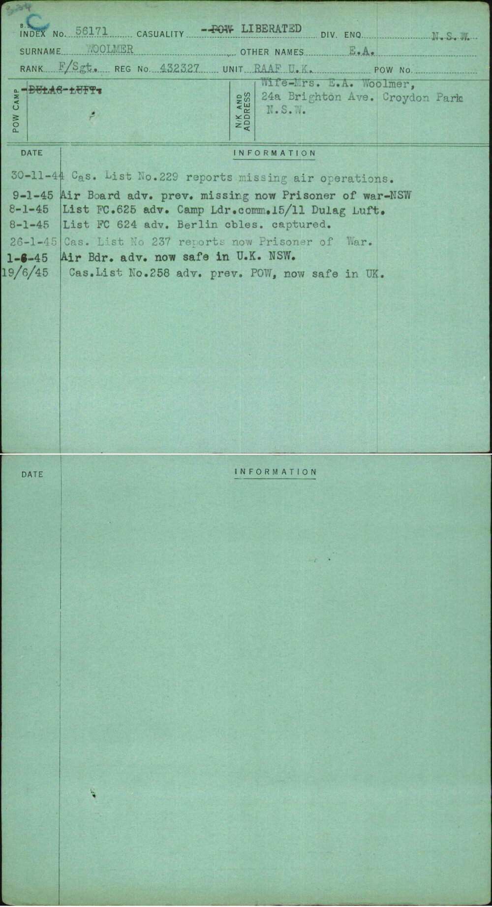 Woolmer, E A, 432327
