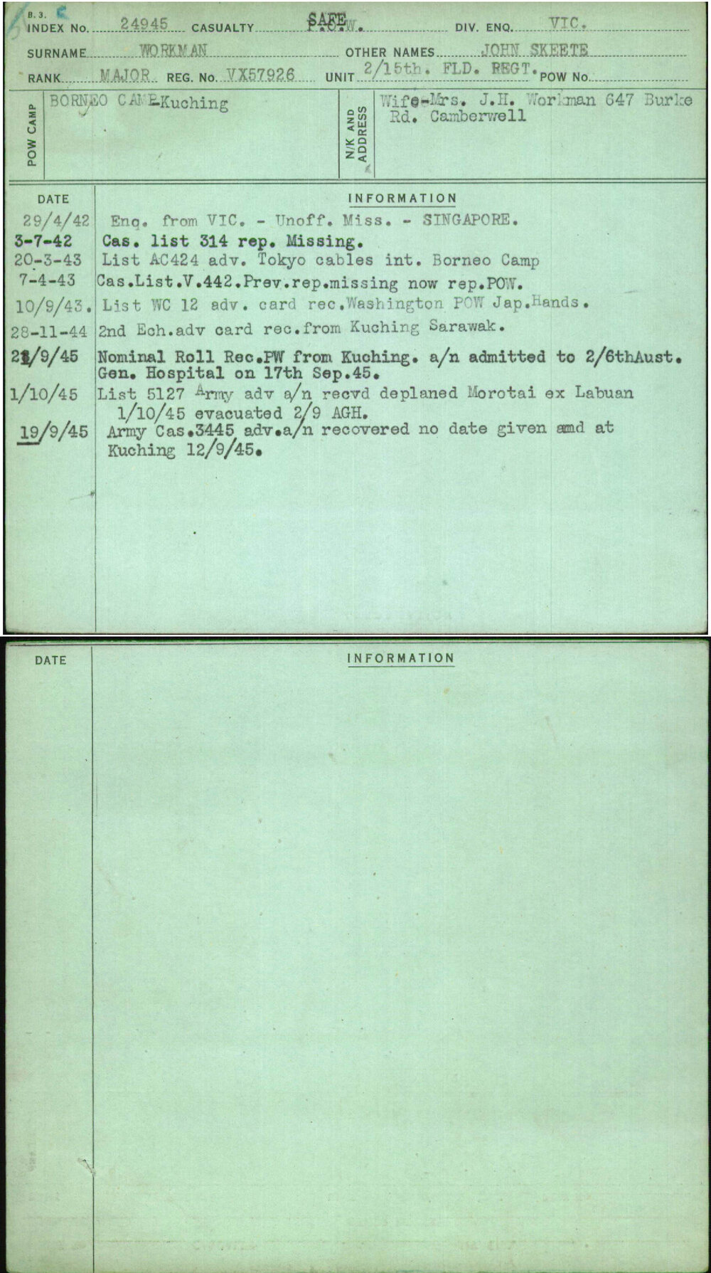 Workman, John Skeete, VX57926