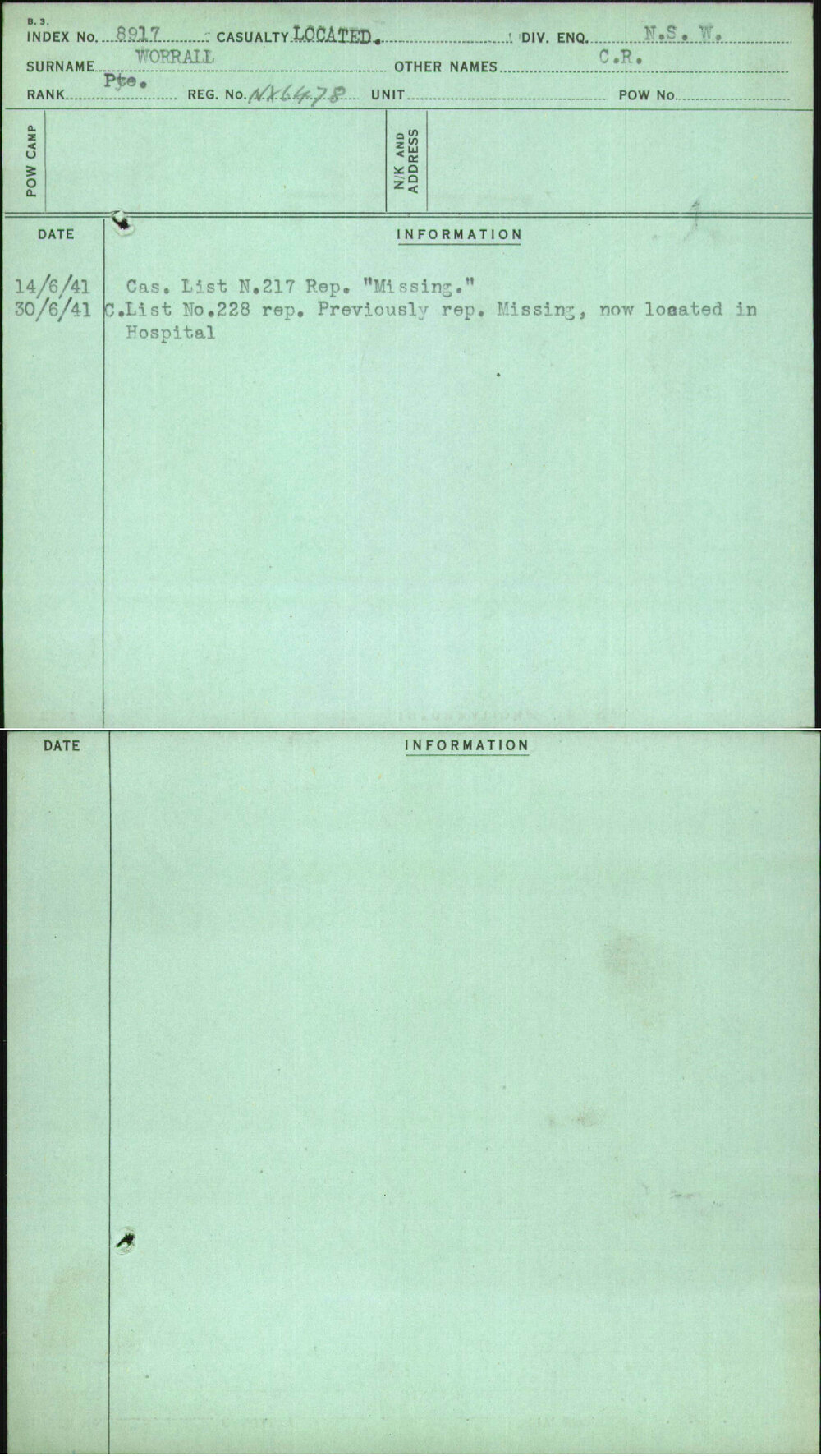 Worrall, C R, NX6478