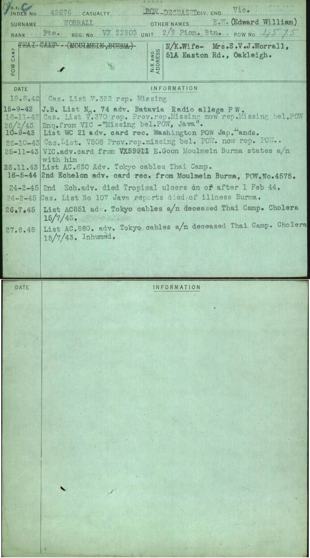 Worrall, E W (Edward William), VX22803