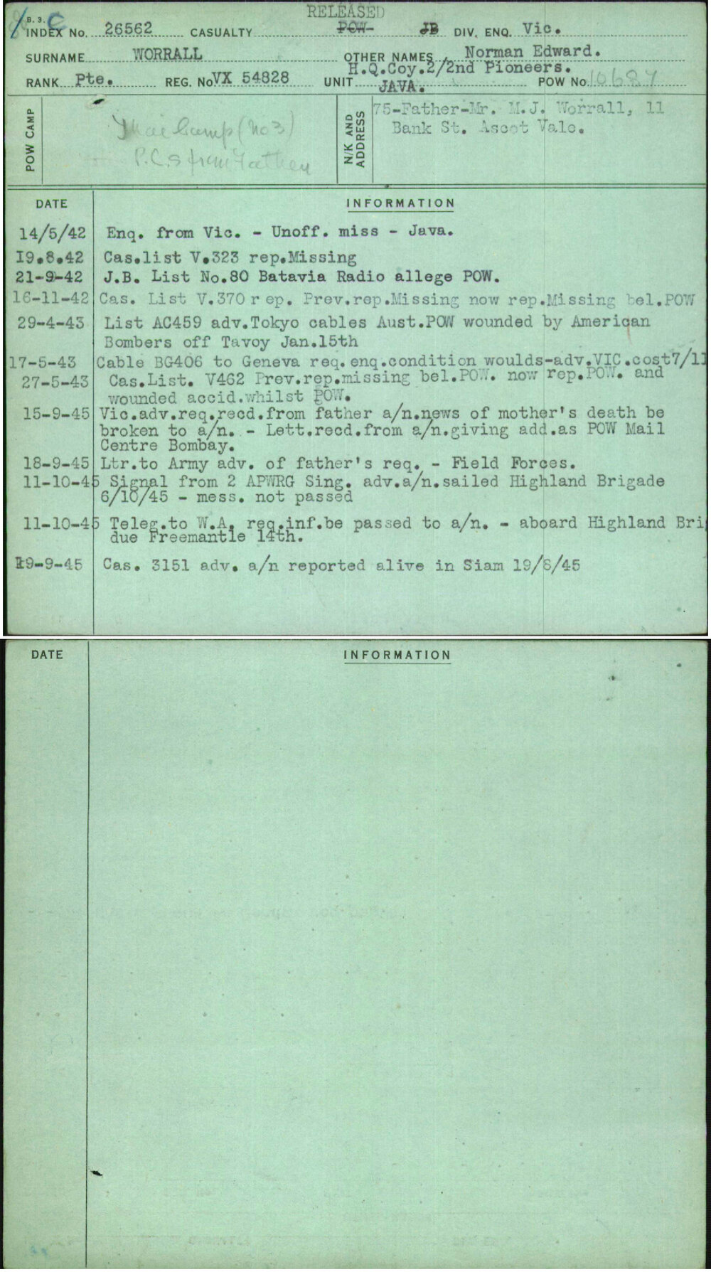 Worrall, Norman Edward, VX54828