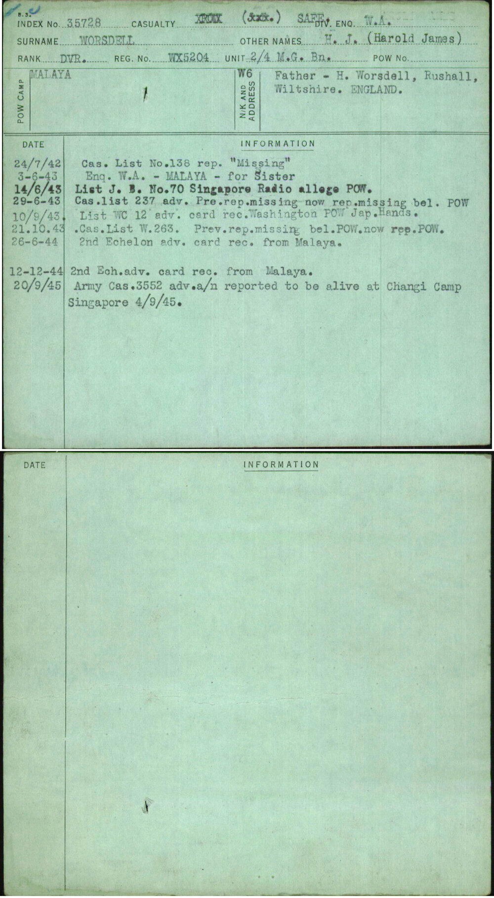 Worsdell, H J (Harold James), WX5204