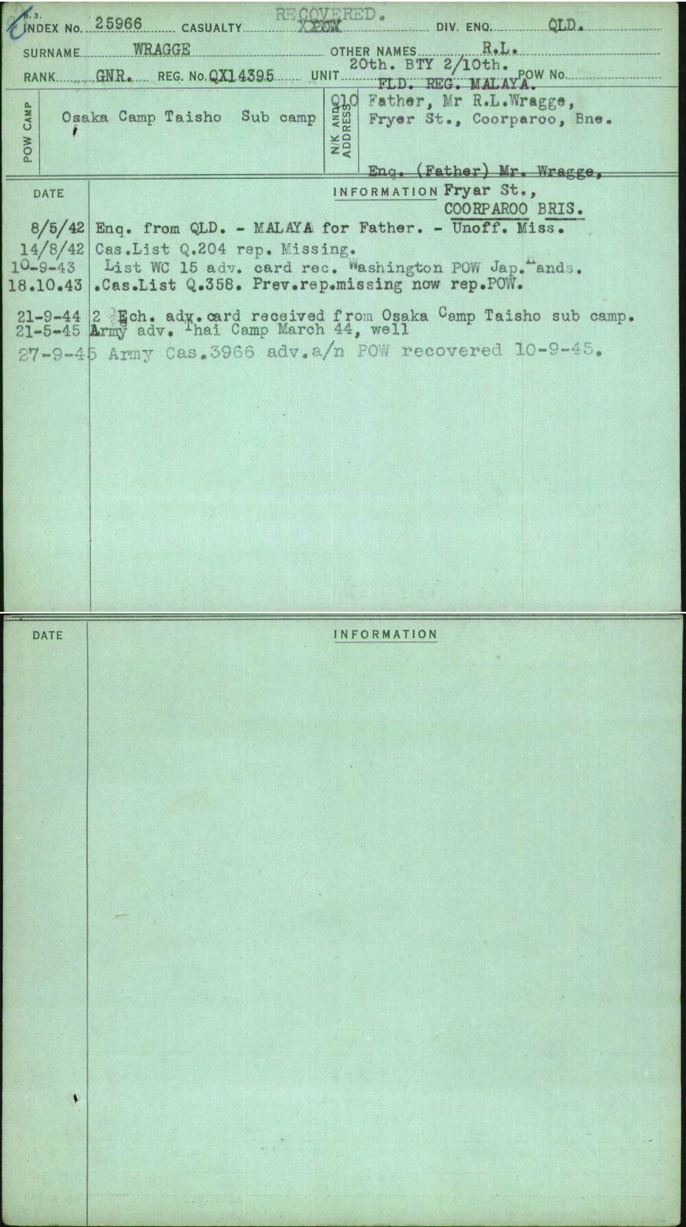 Wragge, R L, QX14395