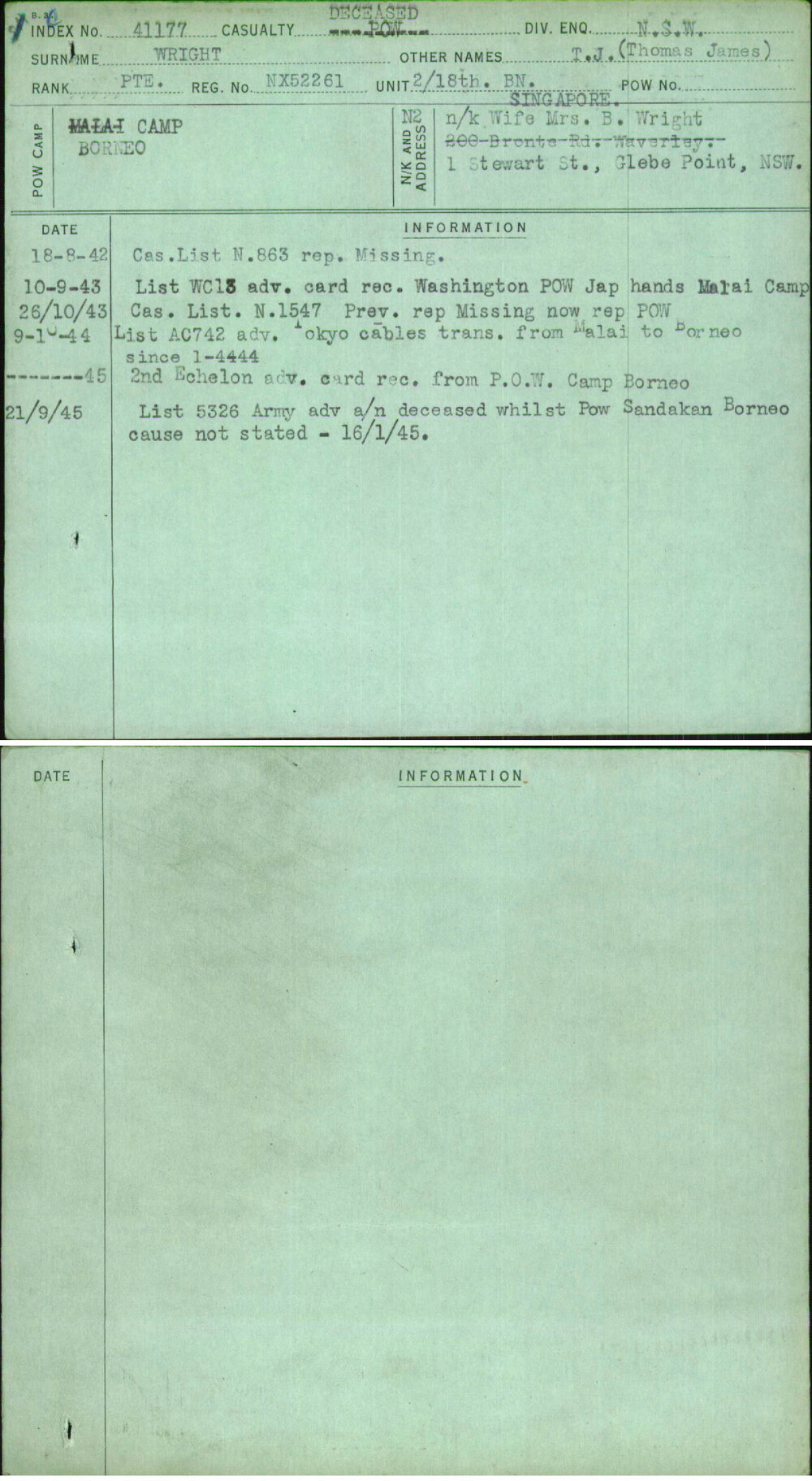 Wright, T J (Thomas James), NX52261