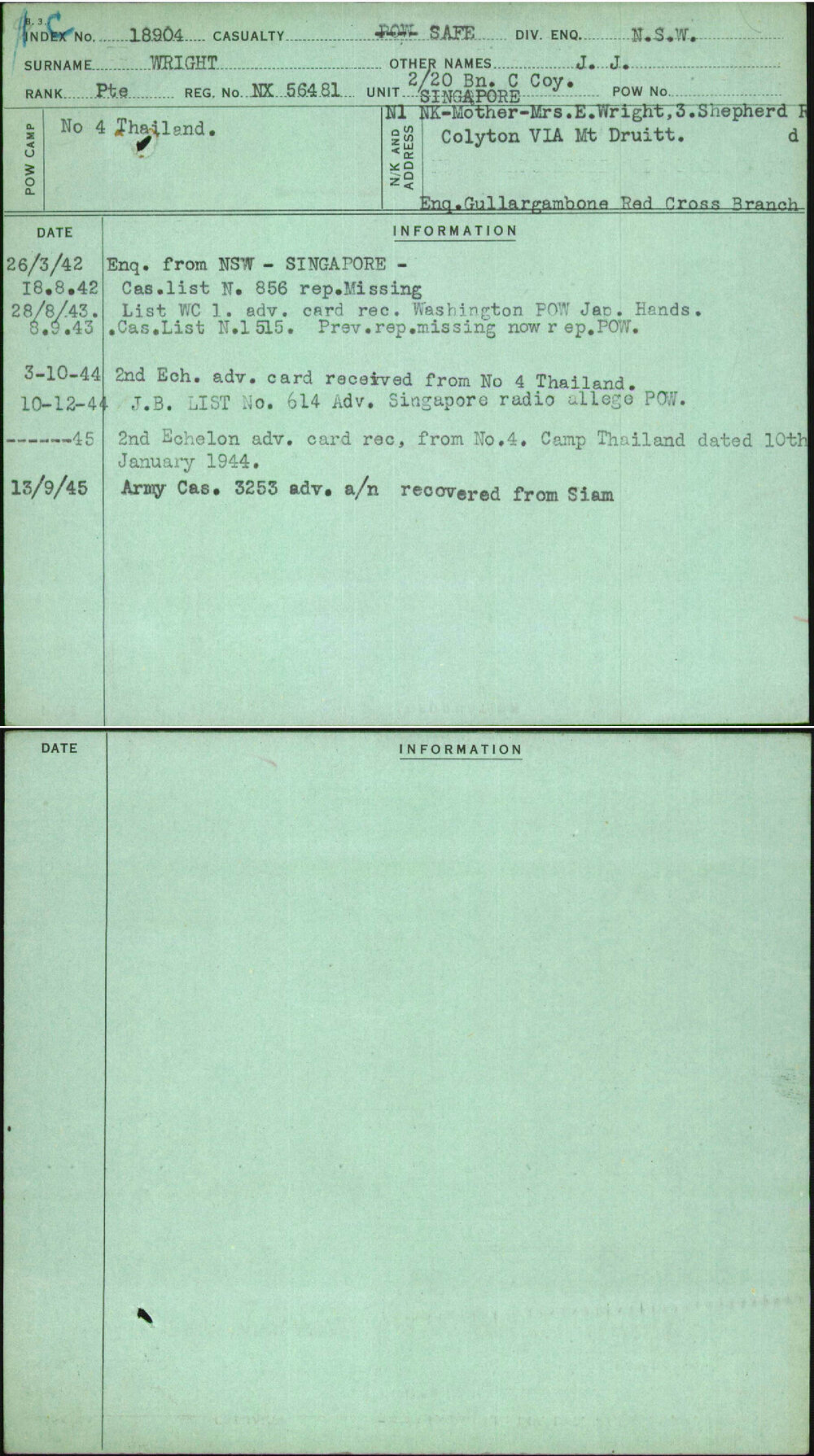 Wright, J J, NX56481