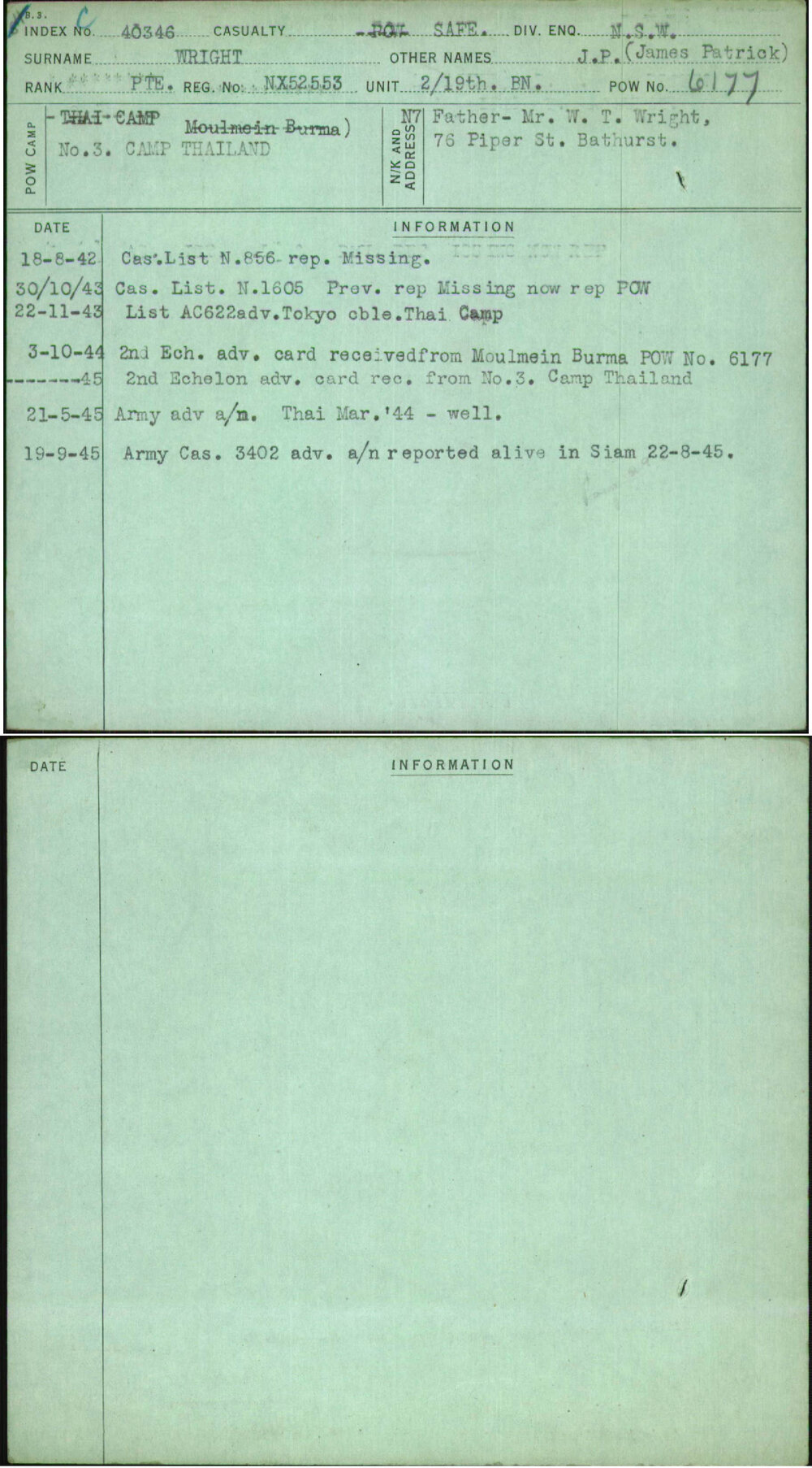 Wright, J P (James Patrick), NX52553