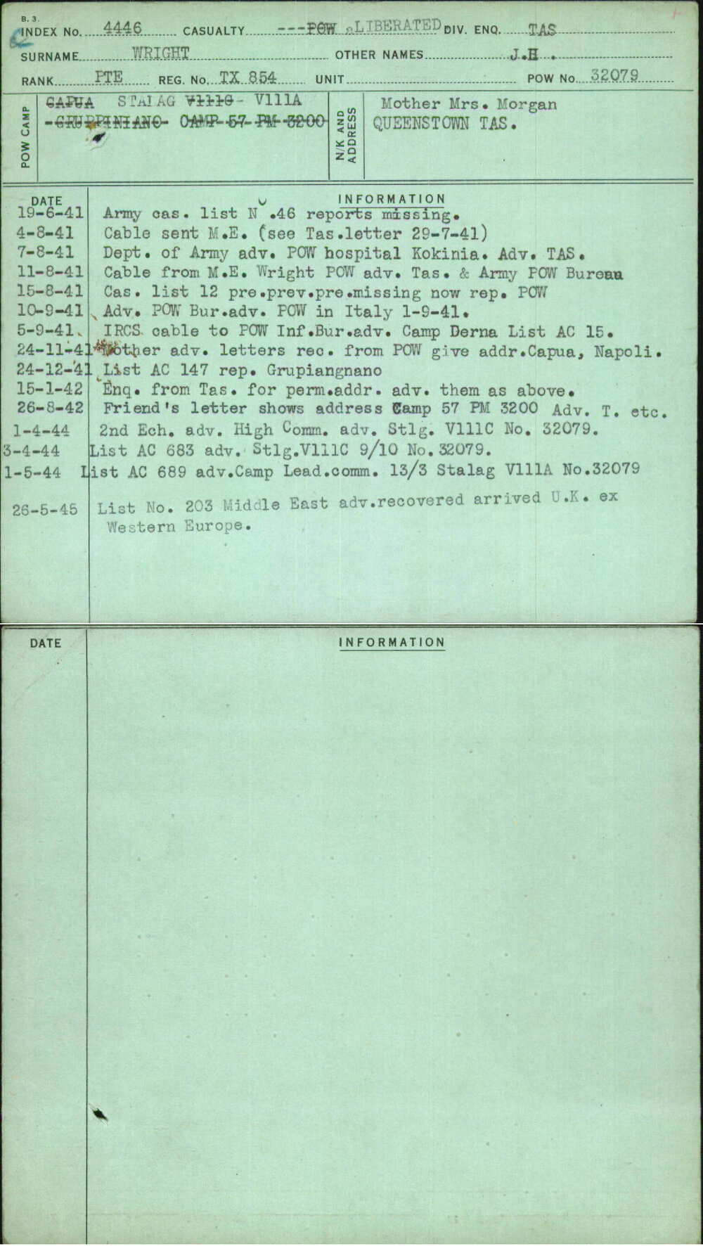 Wright, J H, TX854