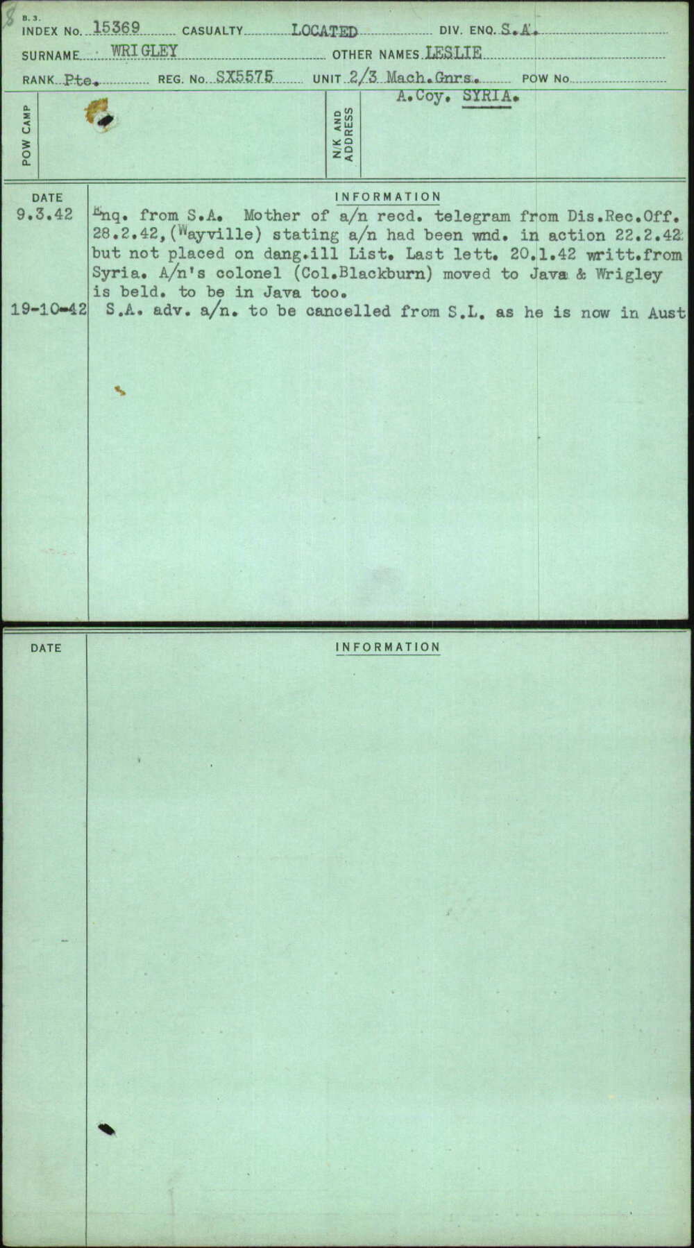 Wrigley, Leslie, SX5575