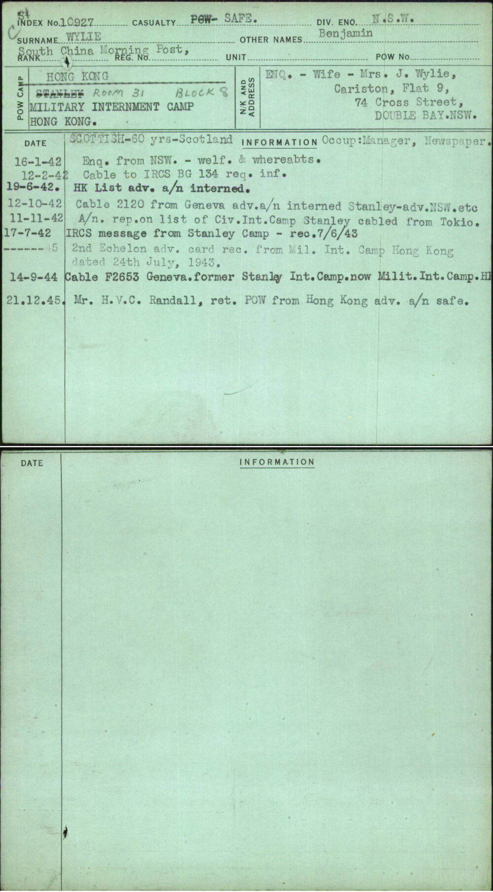 Wylie, Benjamin, [No Service Number]