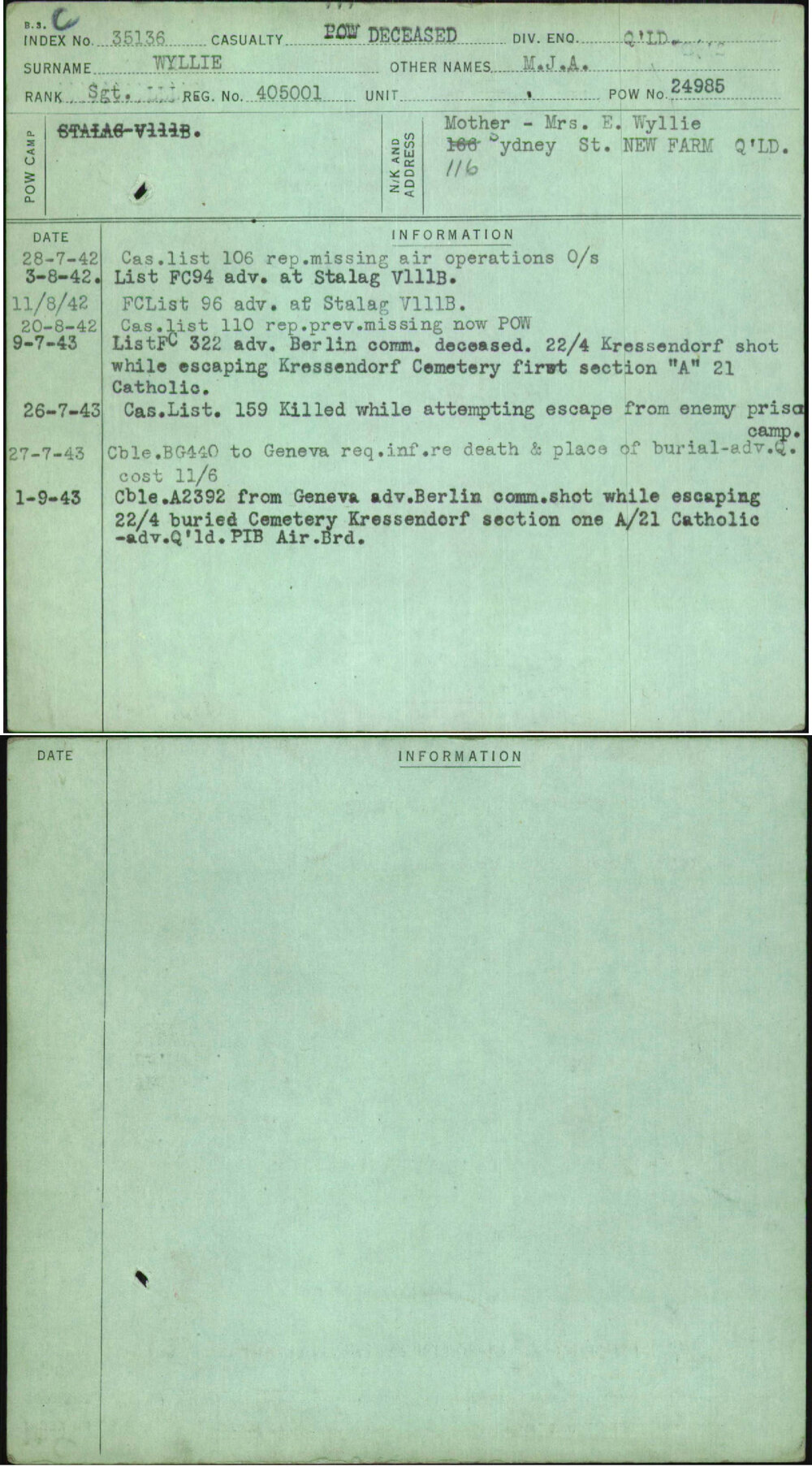 Wyllie, M J A, 405001