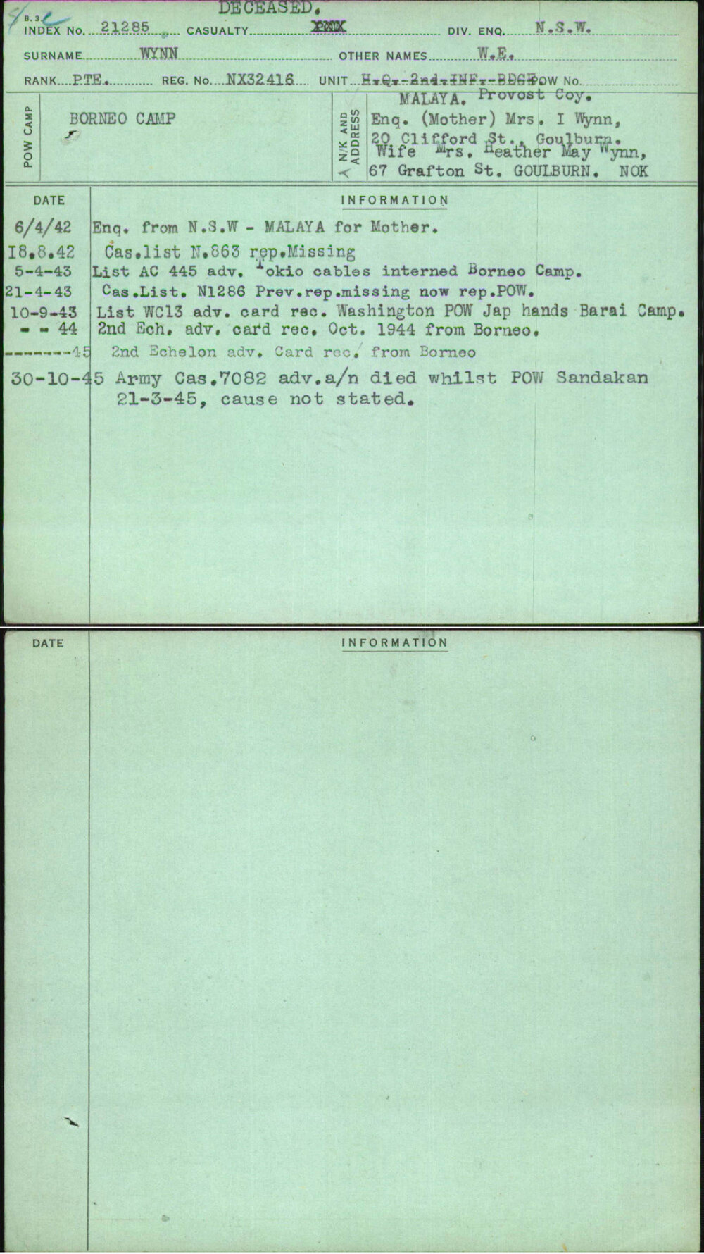 Wynn, W E, NX32416