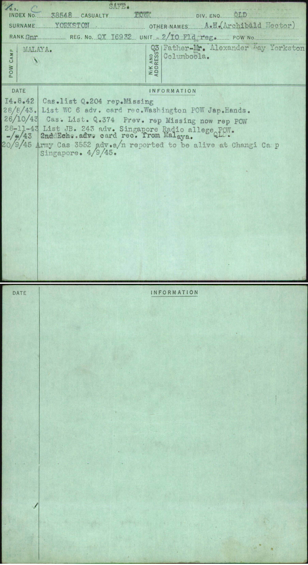 Yorkston, A H (Archibald Hector), QX16932