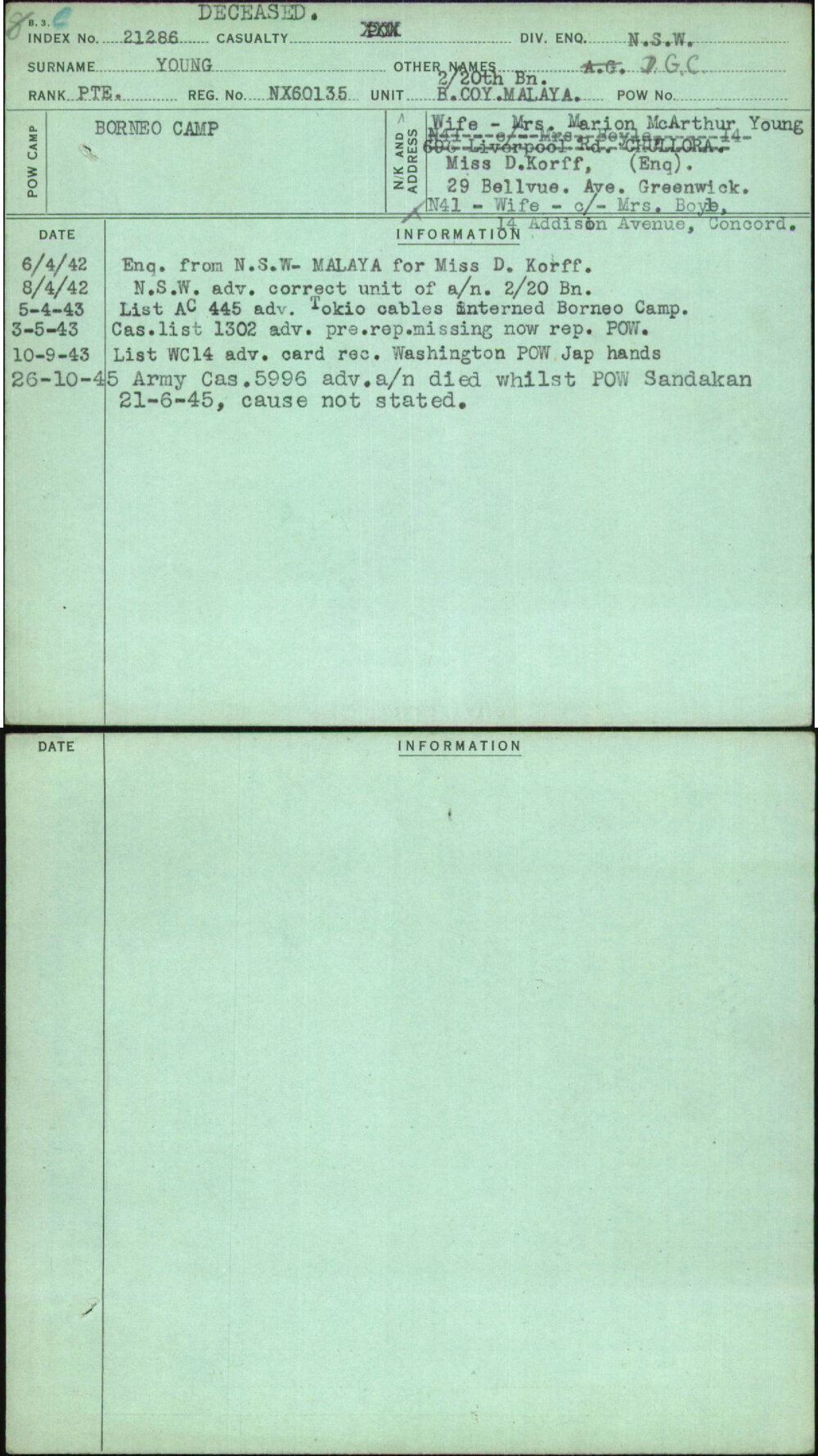 Young, D G C, NX60135